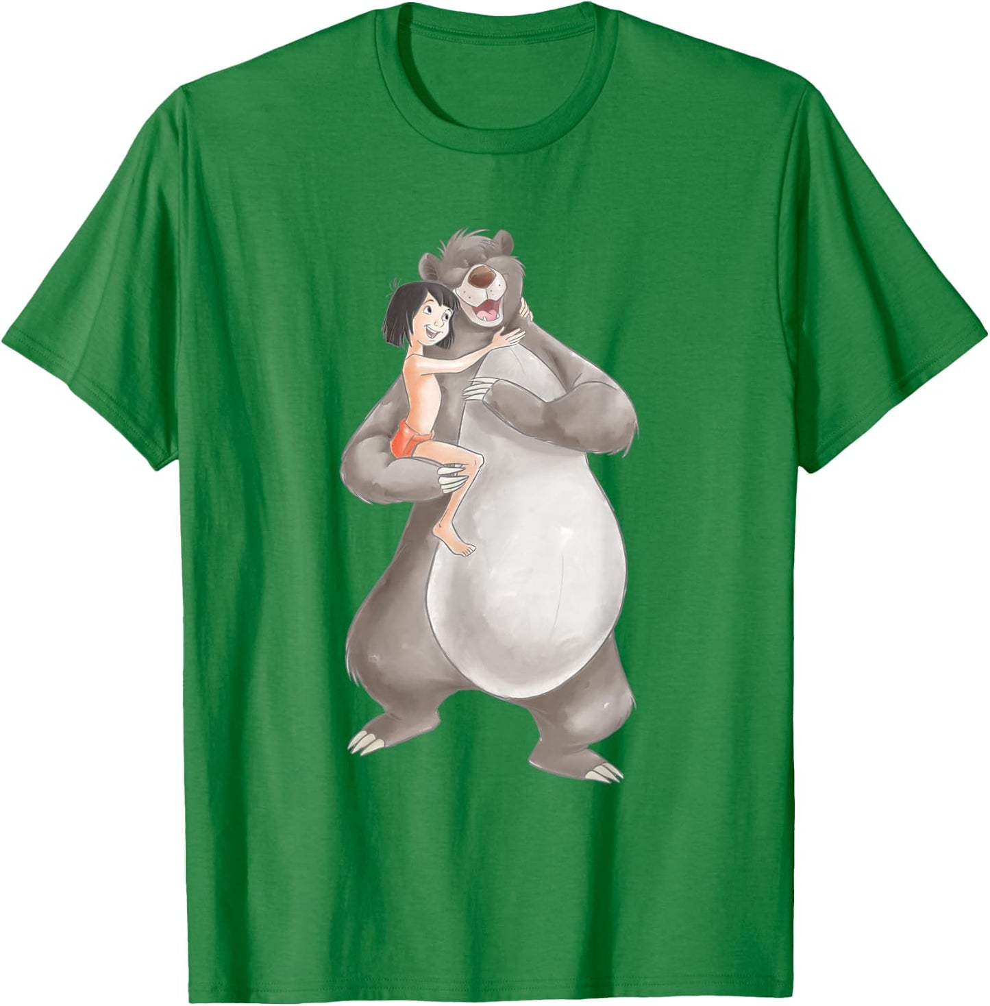 Jungle Book Watercolour Balu And Maugli , White T-Shirt - T-Shirt | Irish Green