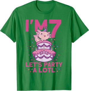 I'm 7 bday Axolotl party cute 7th Birthday Kids Axolotl T-Shirt - T-Shirt | Irish Green