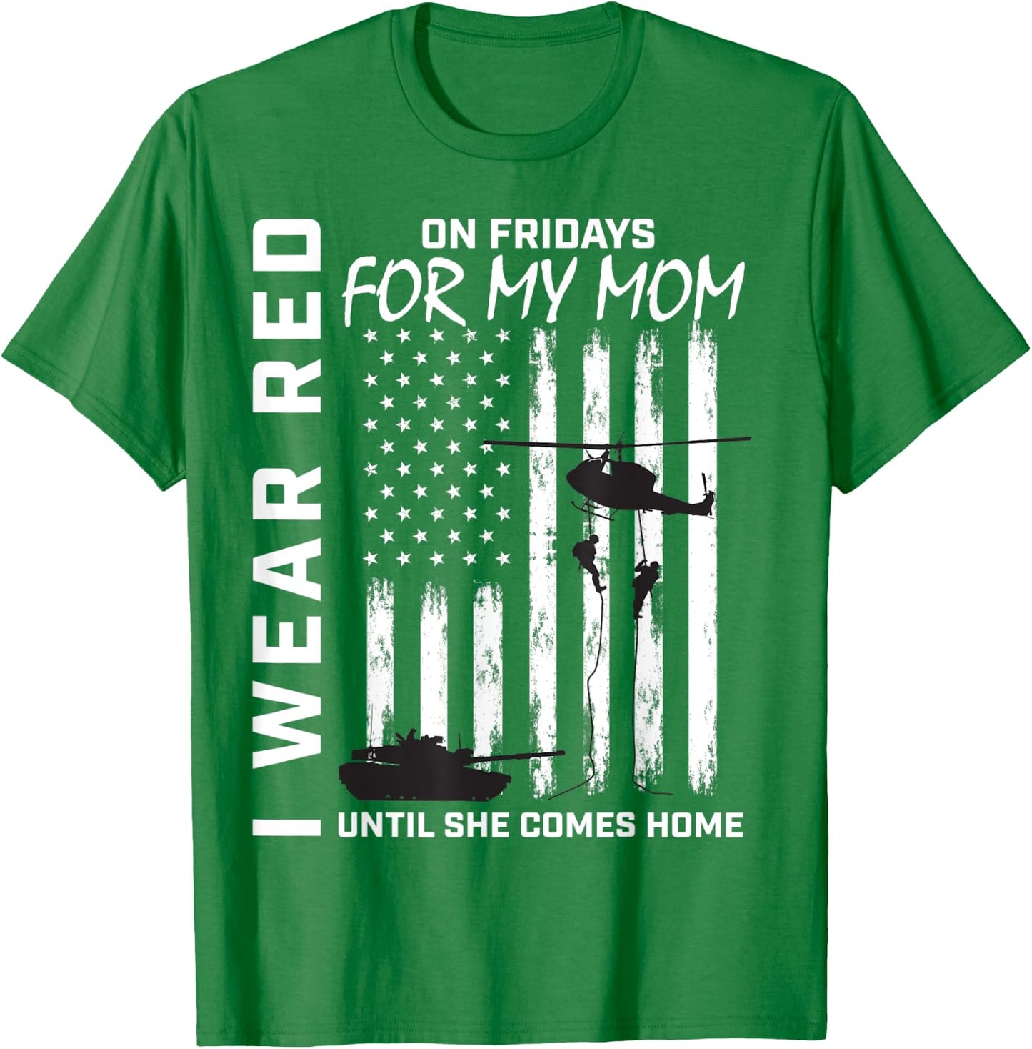 Deployed Mom Red Friday Military Support Our Troops USA Flag Kids Men T-Shirt - T-Shirt | Irish Green