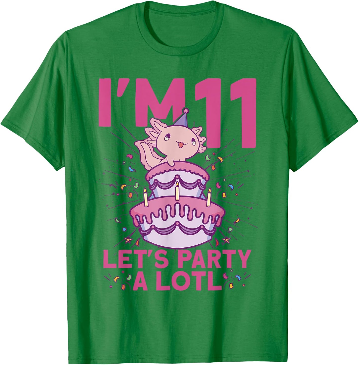 I'm 11 bday Axolotl party cute 11th Birthday Kids Axolotl T-Shirt - T-Shirt | Irish Green