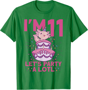 I'm 11 bday Axolotl party cute 11th Birthday Kids Axolotl T-Shirt - T-Shirt | Irish Green