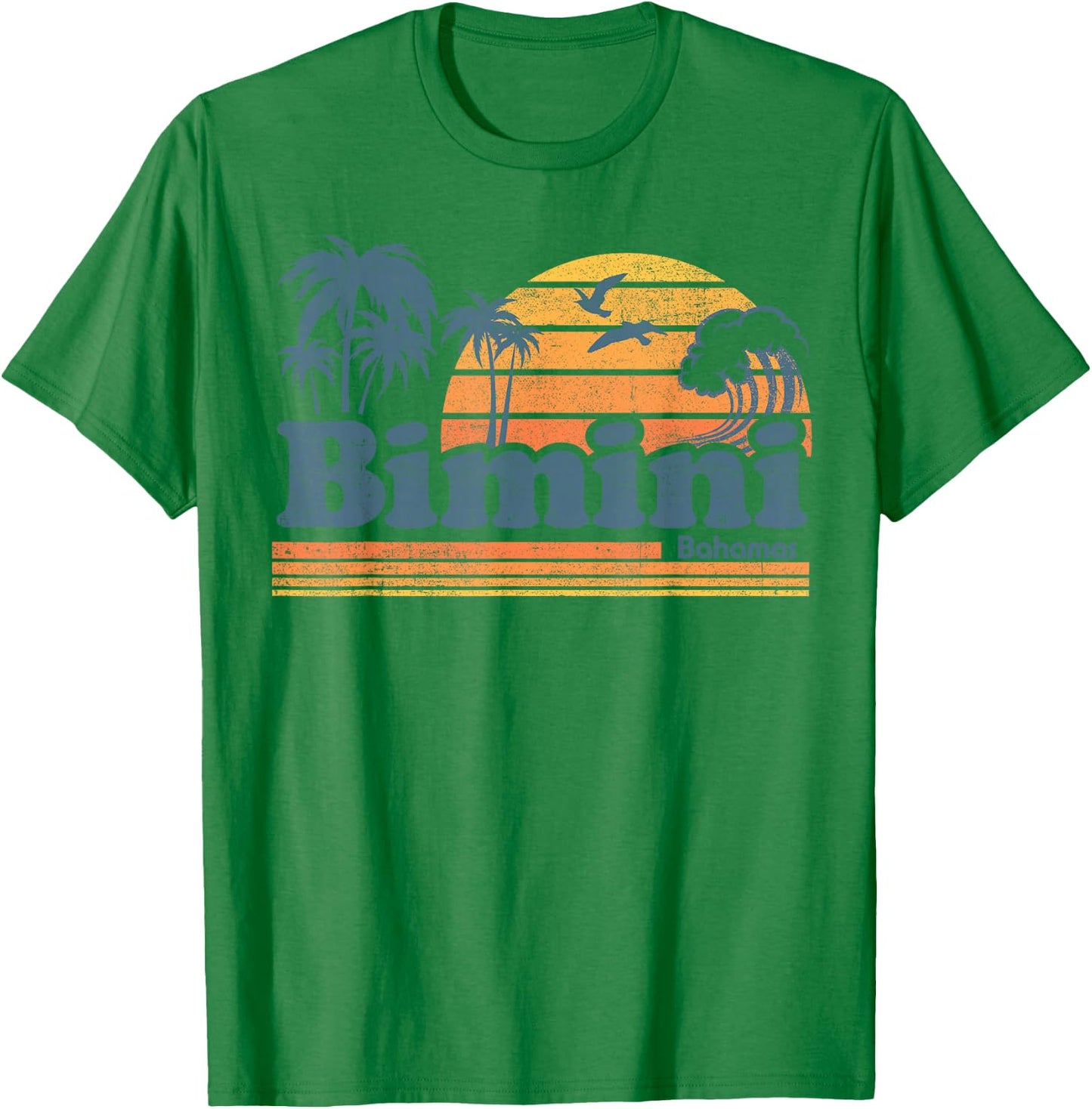 Bimini Bahamas Beach Summer Vacation Sun Vintage 70's Retro T-Shirt - T-Shirt | Irish Green