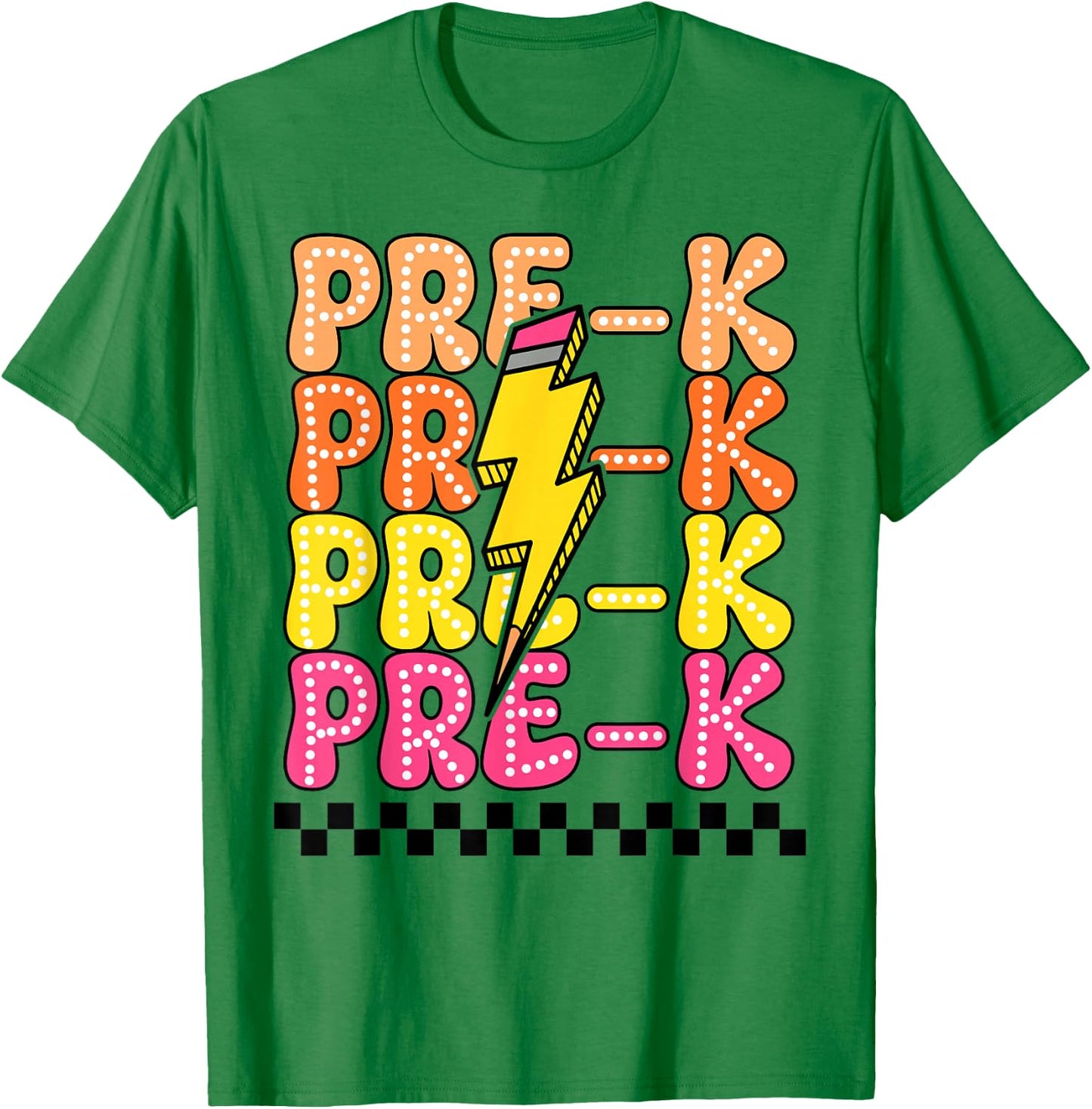 Pre-K Lightning Bolt Pencil Retro Teacher Boys Girls T-Shirt - T-Shirt | Irish Green