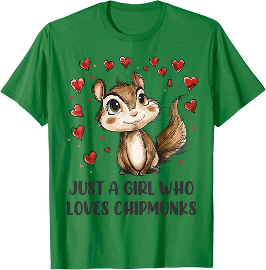 Funny Chipmunks Lover Gift - Just A Girl Who Loves Chipmunks T-Shirt - T-Shirt | Irish Green