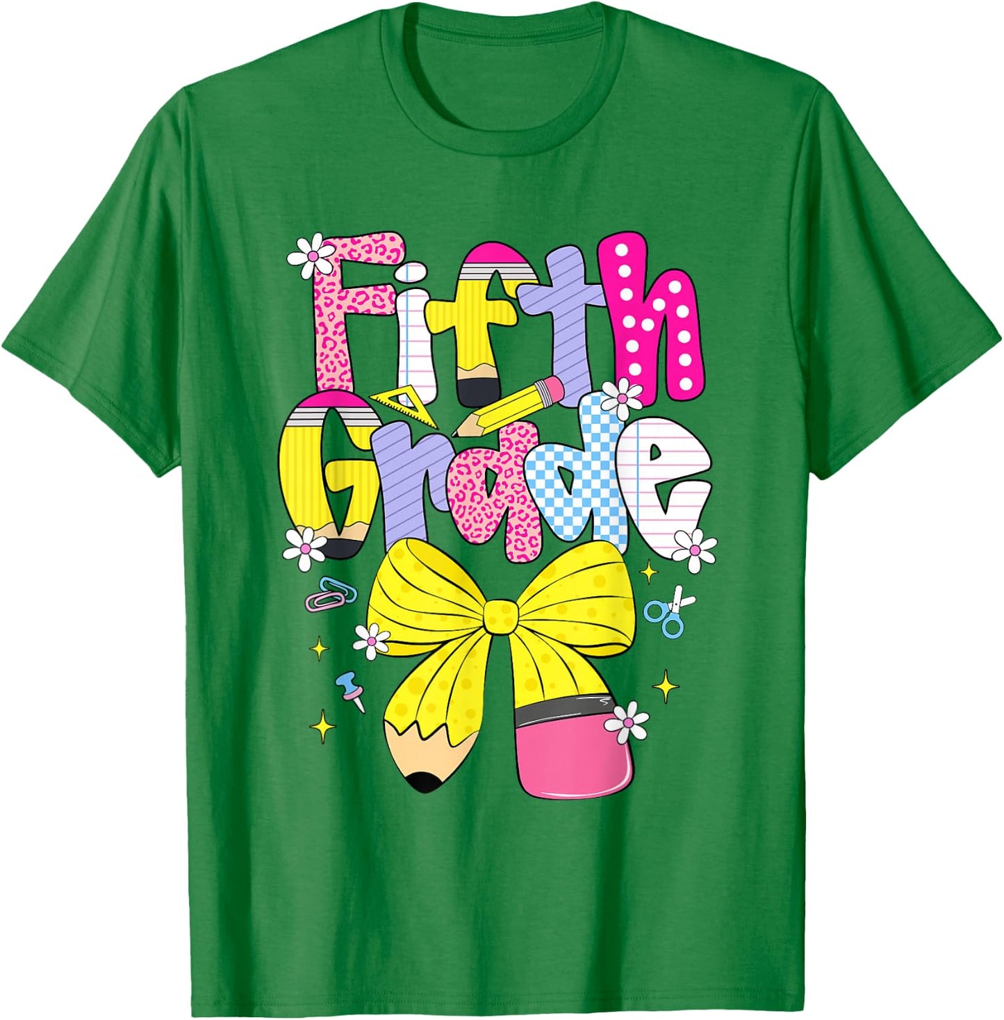 Preppy Fifth Grade Back to School Pencil Student Teacher Kid T-Shirt - T-Shirt | Irish Green