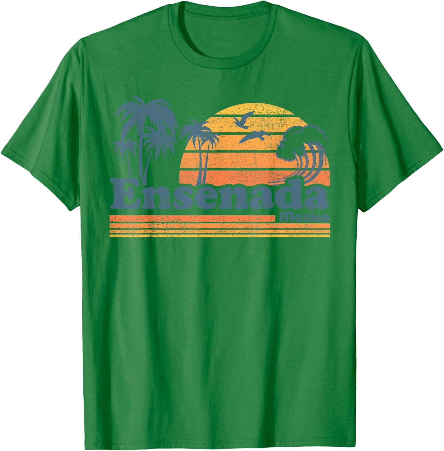 Ensenada Mexico Beach Summer Vacation Sun Vintage 70's Retro T-Shirt - T-Shirt | Irish Green