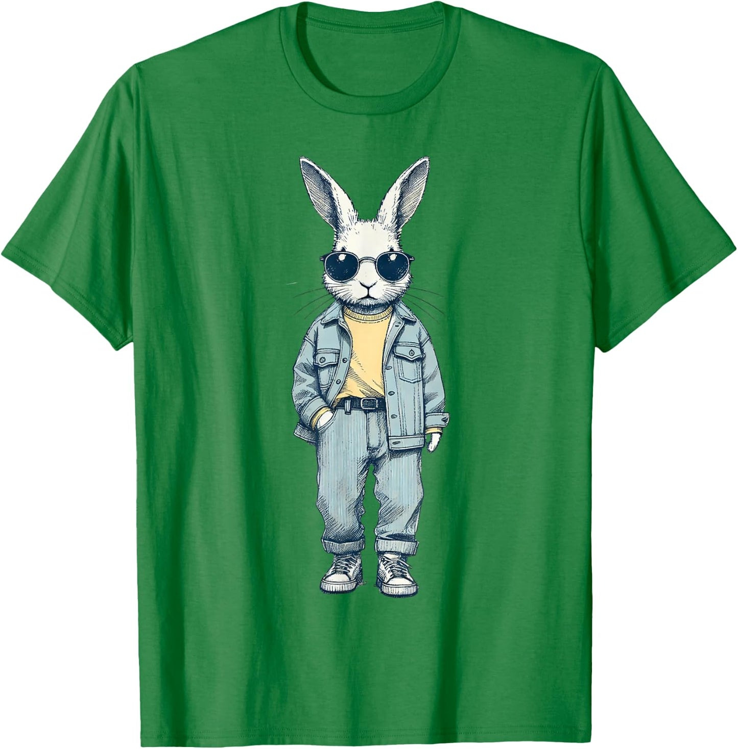 Boys Easter Shirt Bunny Rabbit with Sunglasses Kids T-Shirt - T-Shirt | Irish Green