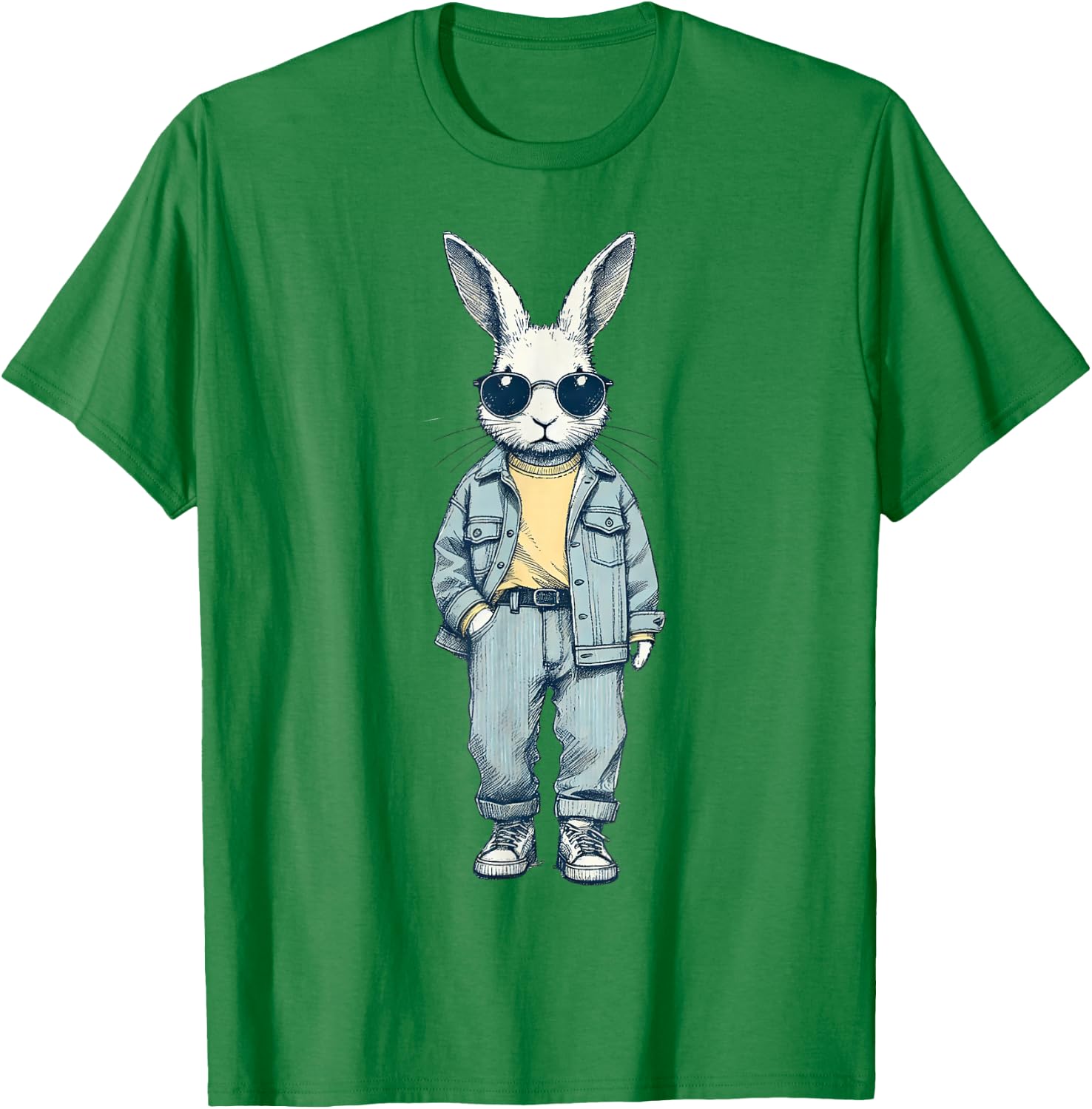 Boys Easter Shirt Bunny Rabbit with Sunglasses Kids T-Shirt - T-Shirt | Irish Green