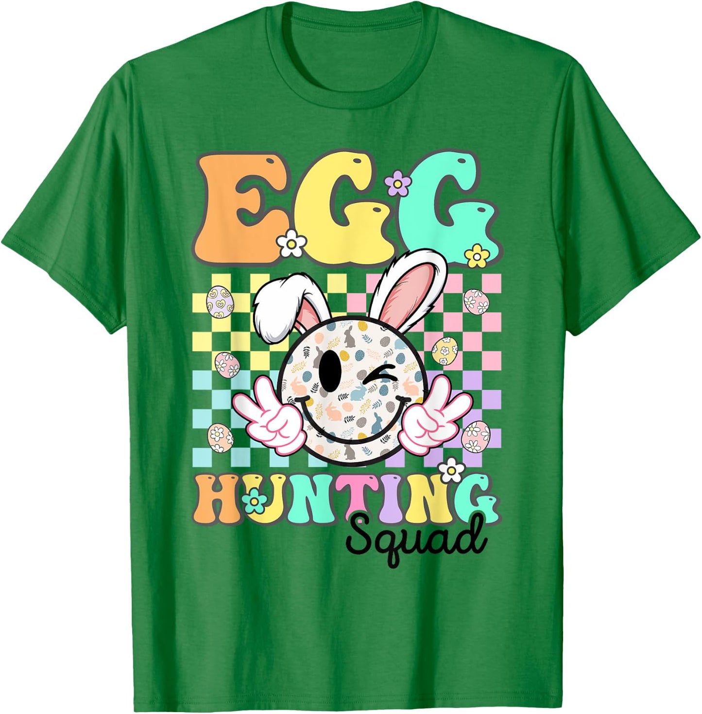 Smile Face Egg Hunting Squad Cute Easter Family Matching T-Shirt - T-Shirt | Irish Green