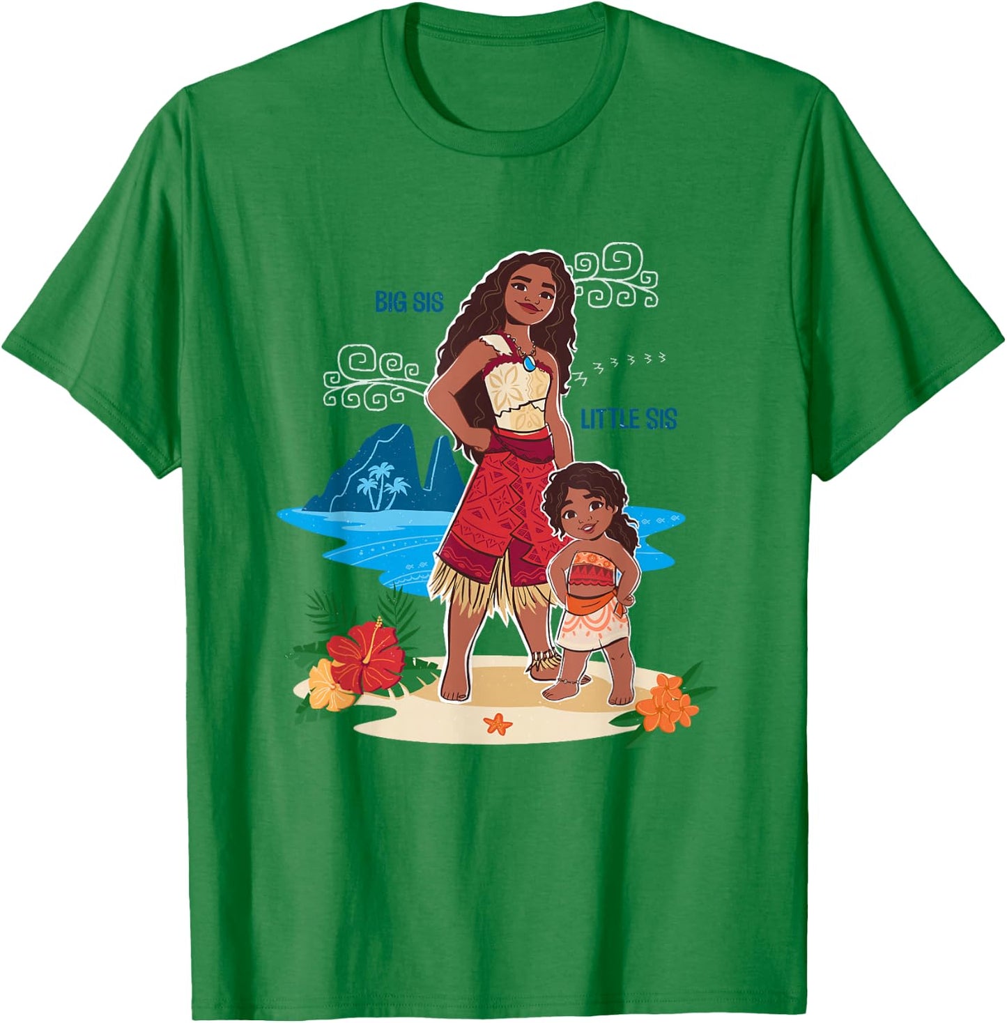 Disney Moana 2 Big Sis Little Sis Oceania Tropical Duo , grey, S T-Shirt - T-Shirt | Irish Green