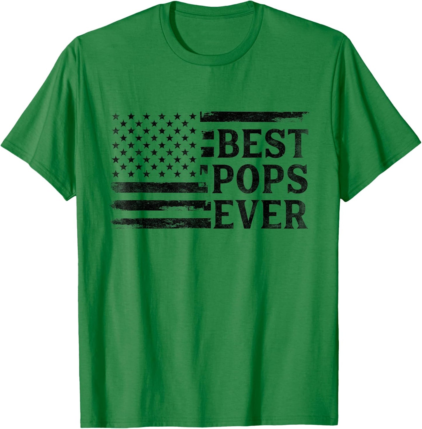 Best Pops Ever Black Vintage USA Flag Father's Day Grandpa T-Shirt - T-Shirt | Irish Green