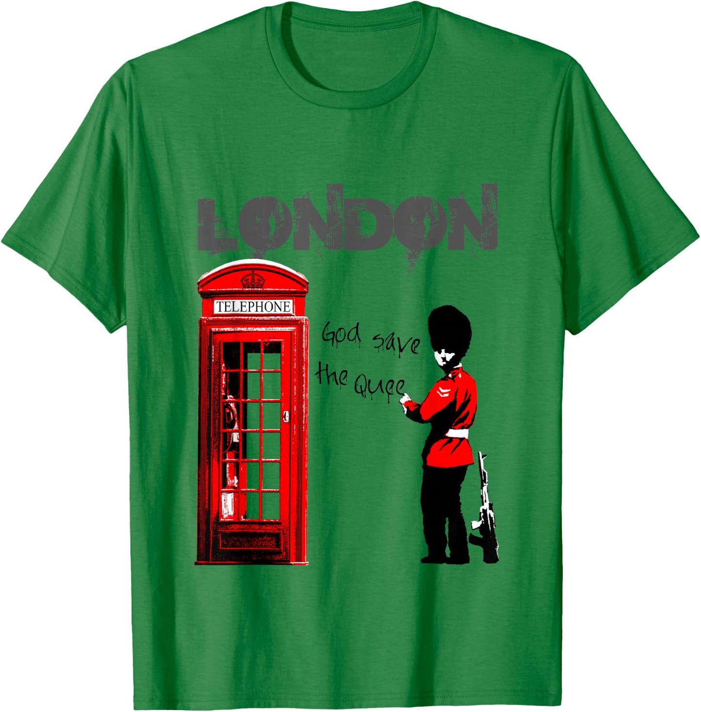 London Banksy Gott schütze die Königin T-Shirt - T-Shirt | Irish Green