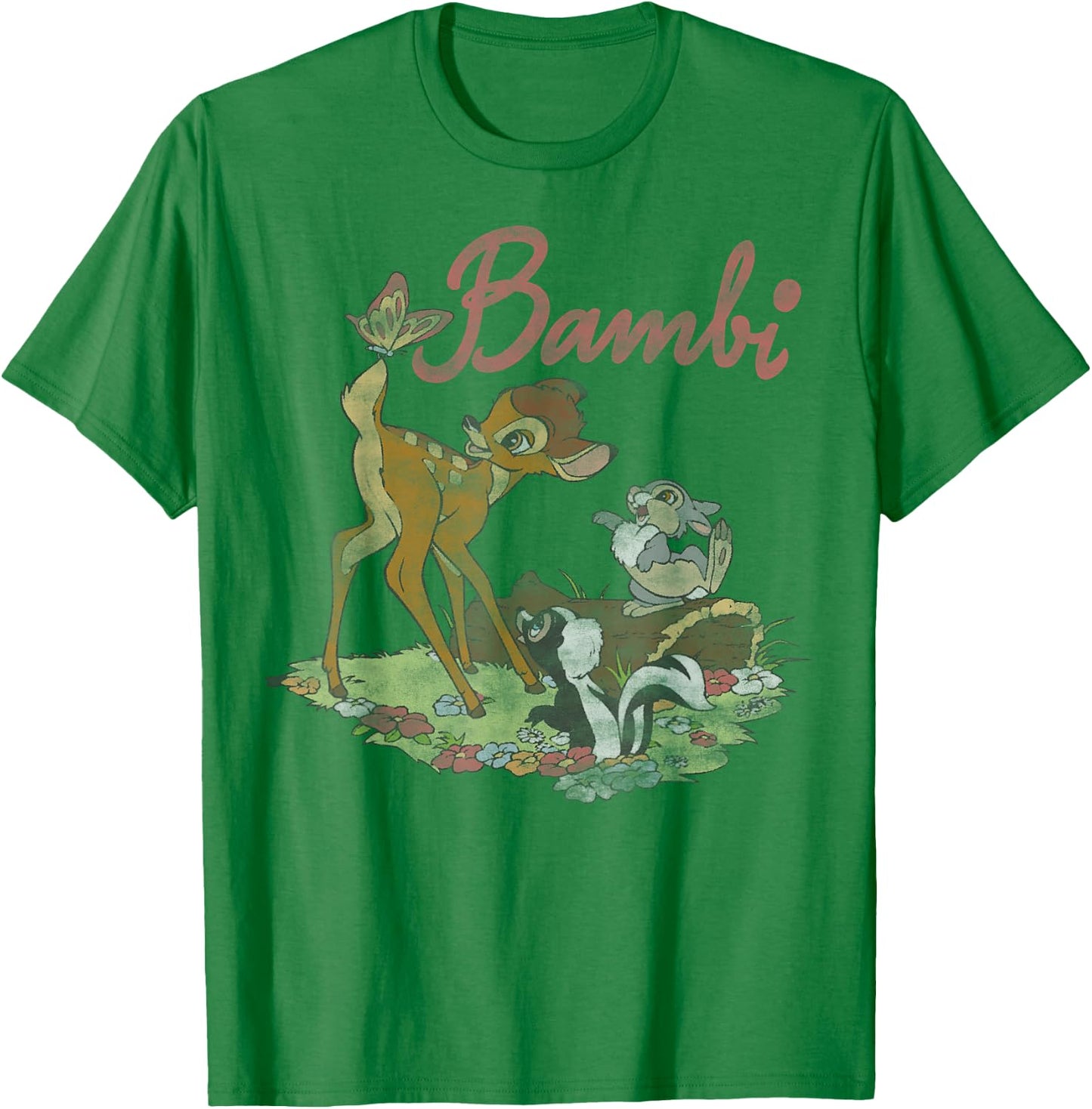 Disney Bambi Thumper Simple Flower Portrait Logo, white, S T-Shirt - T-Shirt | Irish Green