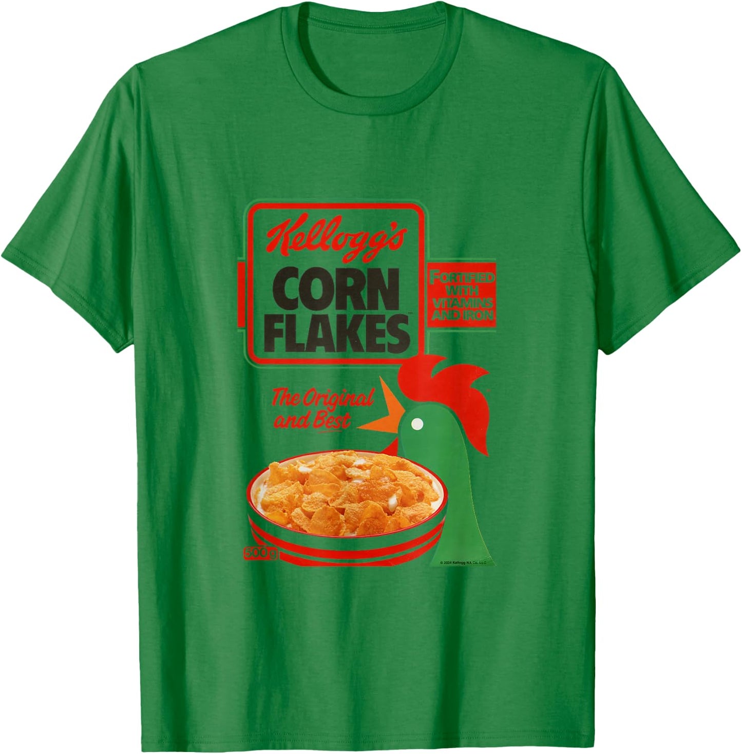 Kellogg's Corn Flakes Breakfast Cereal Box Art 1983 , white, S T-Shirt - T-Shirt | Irish Green