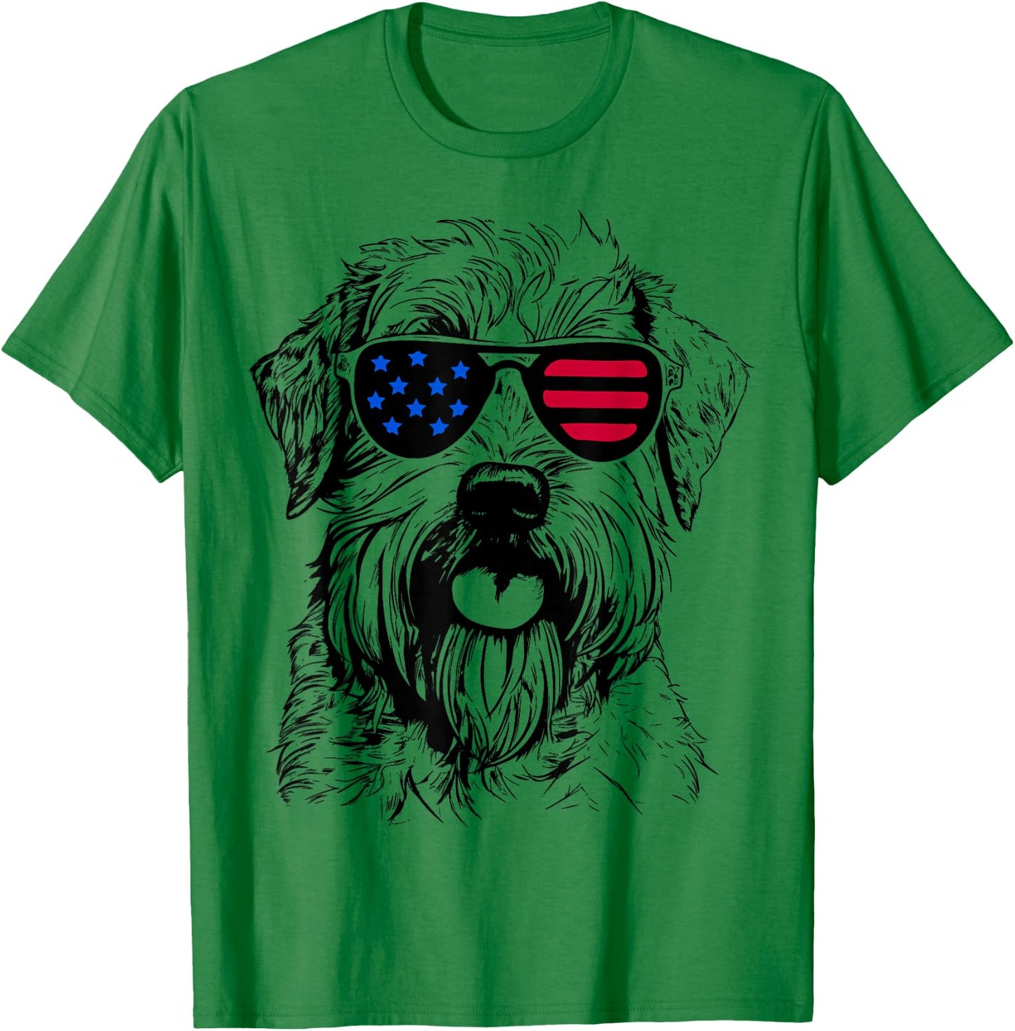 Soft Coated Wheaten Terrier Dog 4th July America USA Flag Women Kids Men T-Shirt - T-Shirt | Irish Green