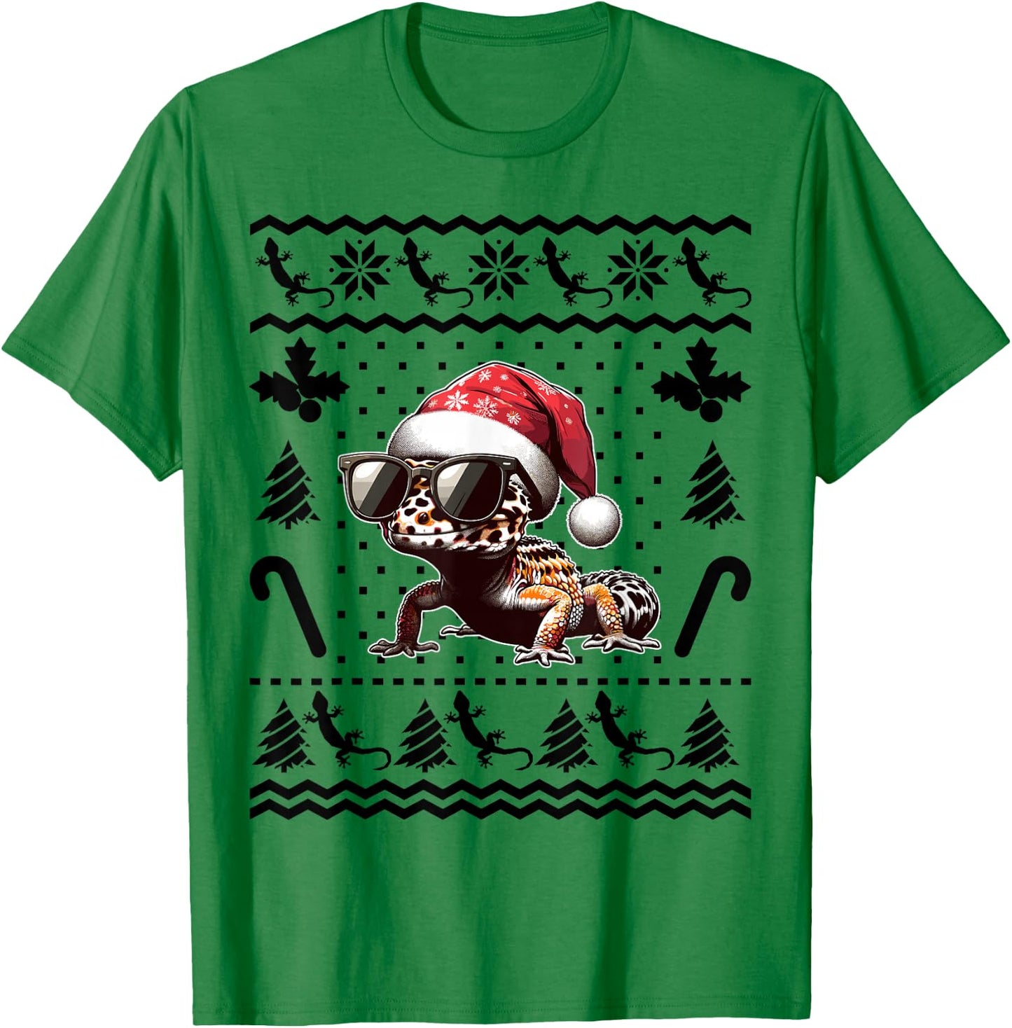 Funny Leopard Gecko Christmas Xmas Reptile Lovers Lizard T-Shirt - T-Shirt | Irish Green