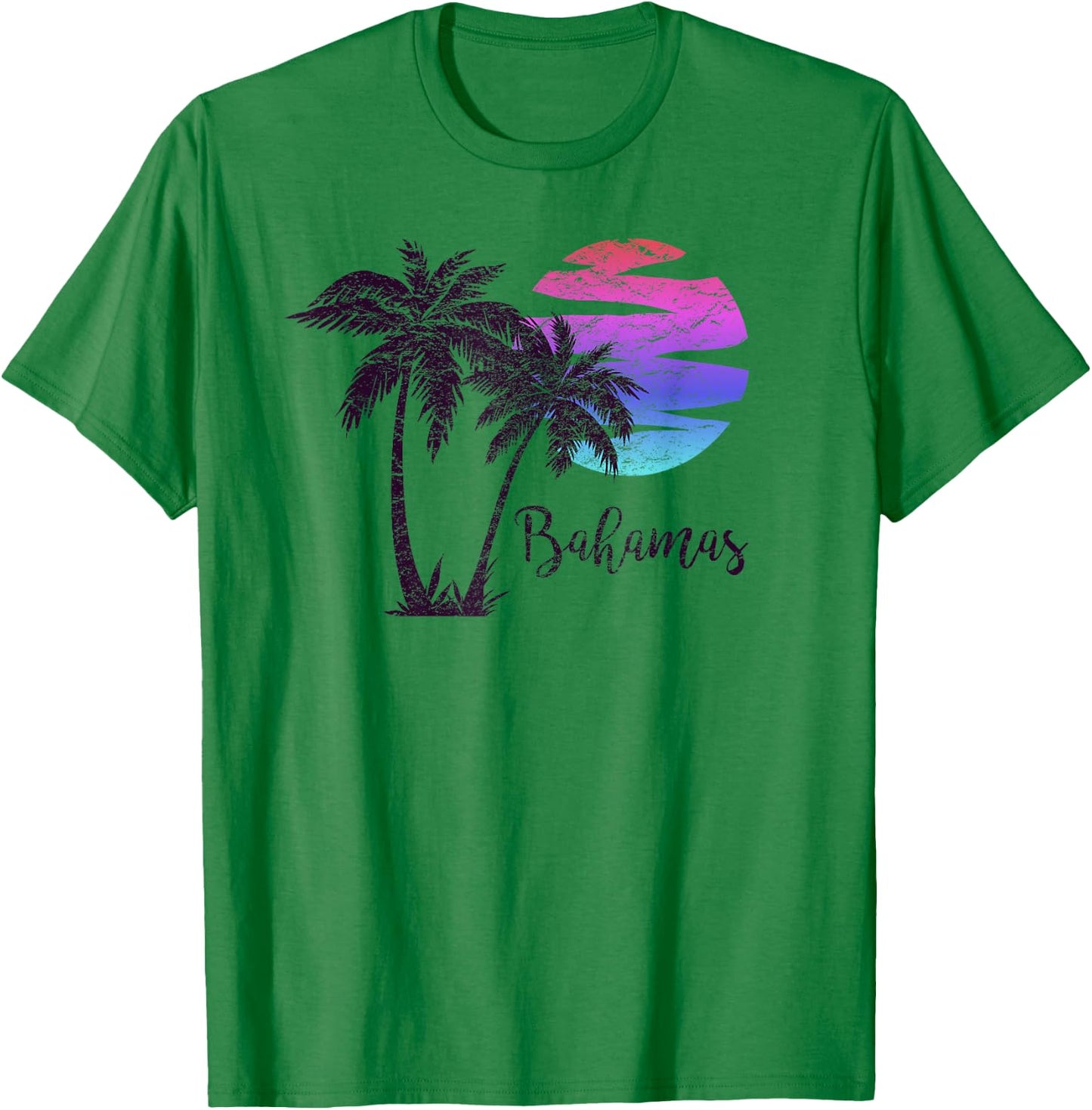 Bahamas Beach Vacation Souvenir Retro Vintage Sunset Graphic Men Women Girls Kids T-Shirt - T-Shirt | Irish Green