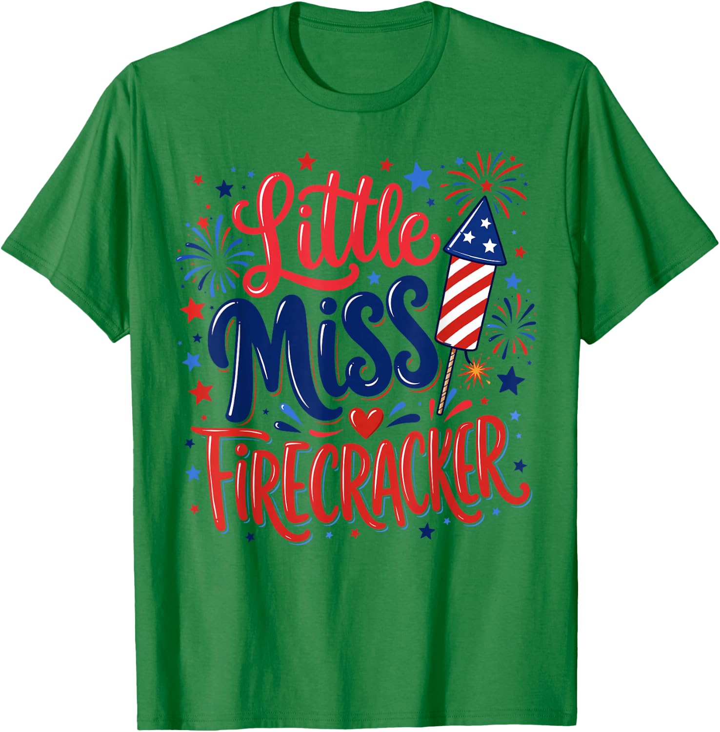 Little Miss Firecracker 4th of July Girl Toddler Outfit 2026 T-Shirt - T-Shirt | Irish Green