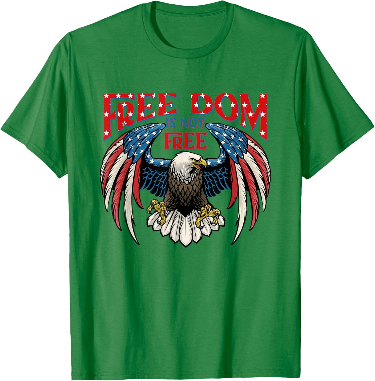 American Patriotic Eagle Freedom Is Not Free 4Th Of July Kids Men T-Shirt - T-Shirt | Irish Green