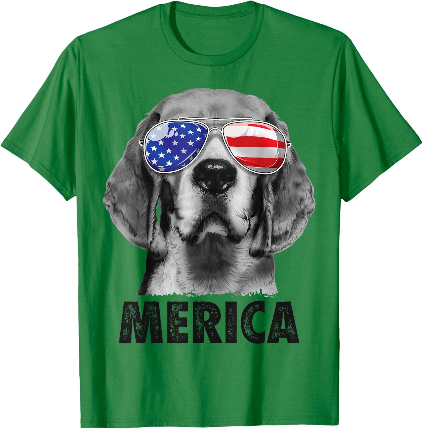 Beagle 4th of July Merica Sunglasses Men USA American Flag T-Shirt - T-Shirt | Irish Green