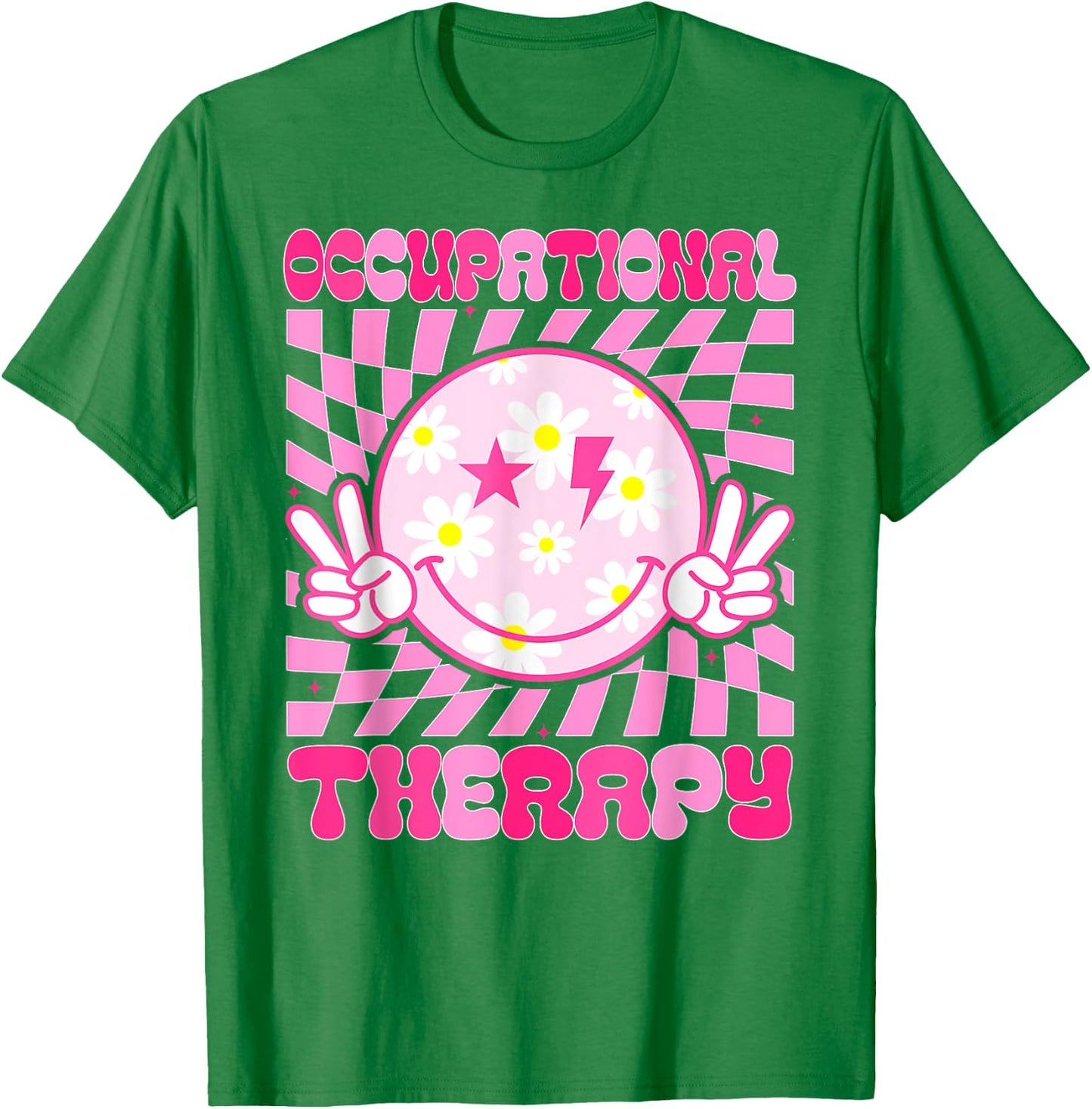 Occupational Therapy OT Therapist Groovy Smile Face T-Shirt - T-Shirt | Irish Green