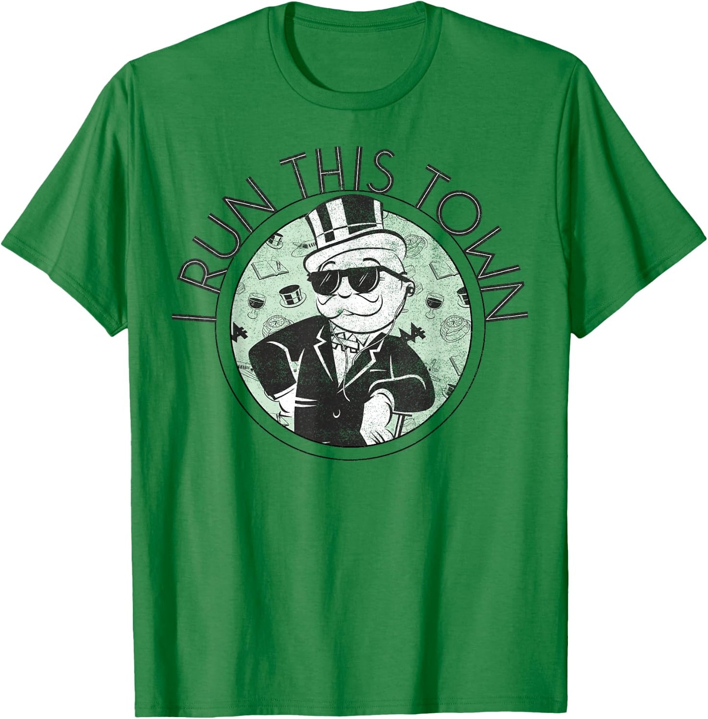 Monopoly Man I Run This Town Vintage Logo T-Shirt - T-Shirt | Irish Green