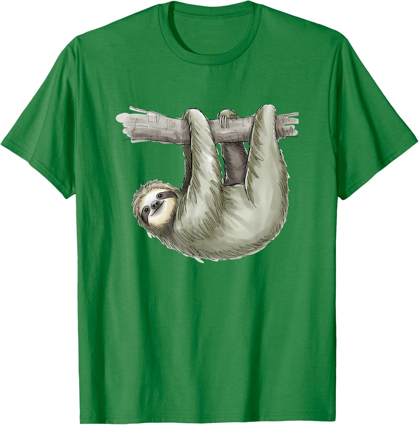 Sloth Hanging from Tree Watercolor Animal Lover T-Shirt - T-Shirt | Irish Green