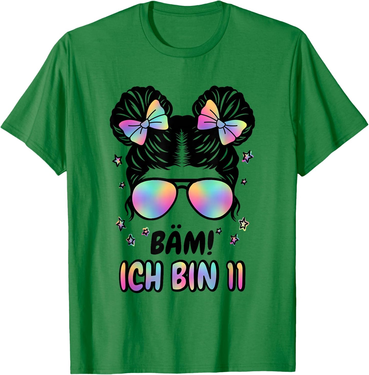 11. Geburtstag Mädchen Messy Bun Bäm! Ich Bin Elf T-Shirt - T-Shirt | Irish Green