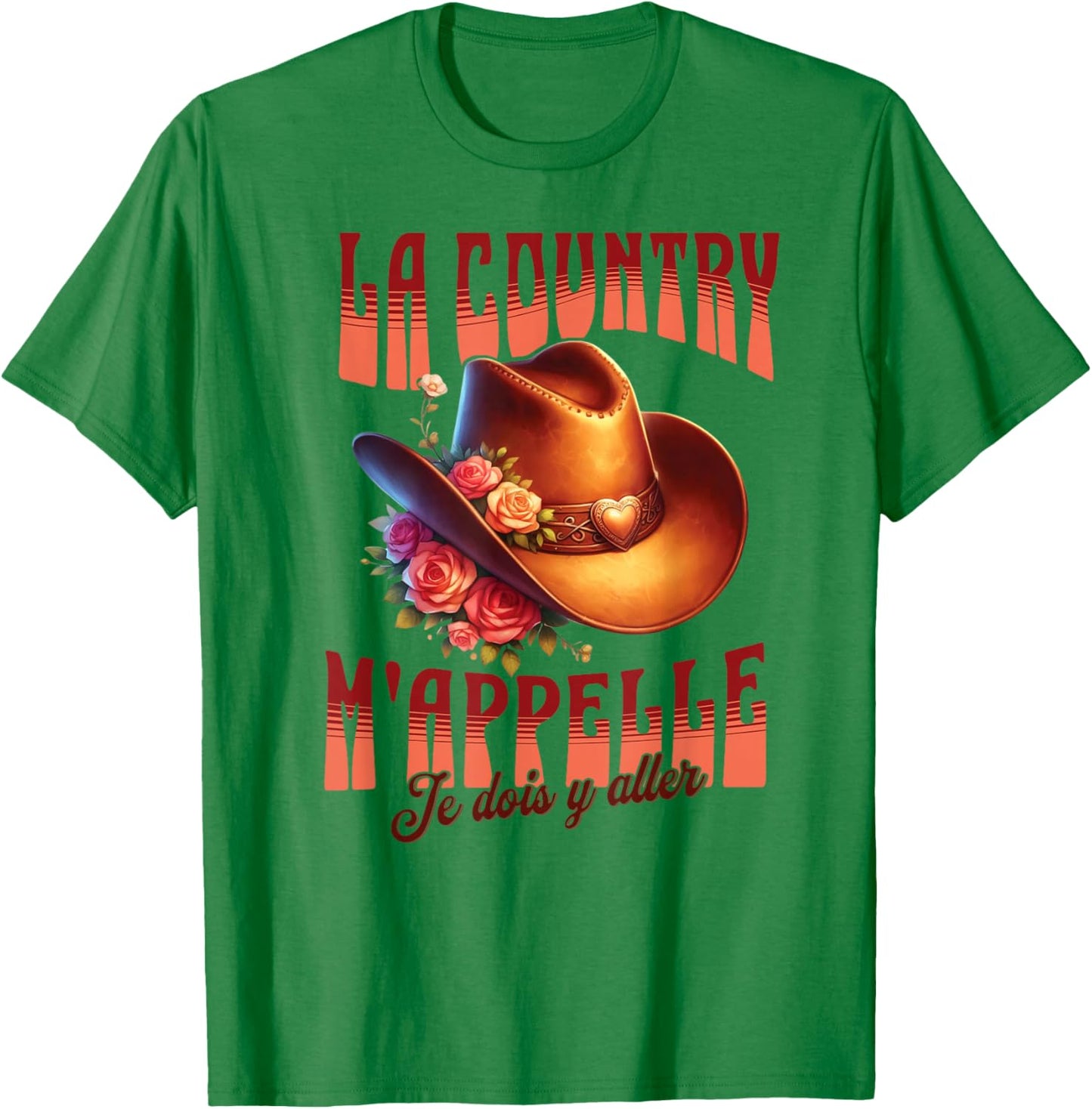 Country Dance Calls Me Flower Hat American Spirit , white, S T-Shirt - T-Shirt | Irish Green