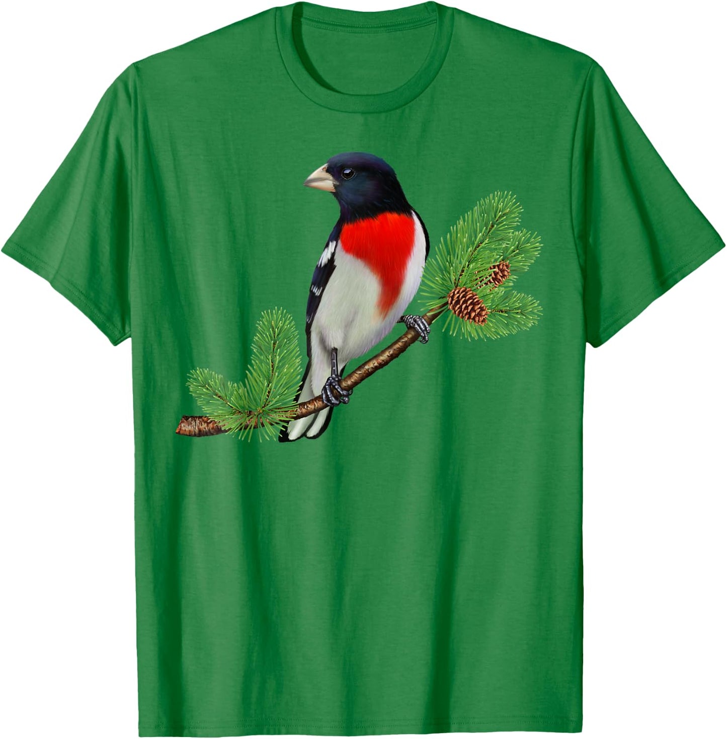 Rose-Breasted Grosbeak On Branch Birder & Bird Lover Gift T-Shirt - T-Shirt | Irish Green