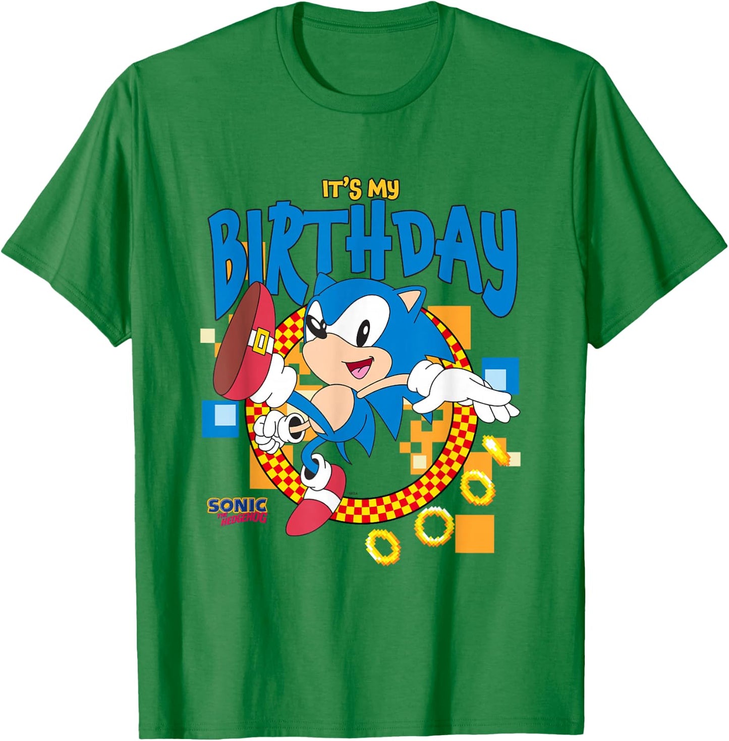 Sonic The Hedgehog Birthday It's My Birthday Cheering Sonic T-Shirt - T-Shirt | Irish Green