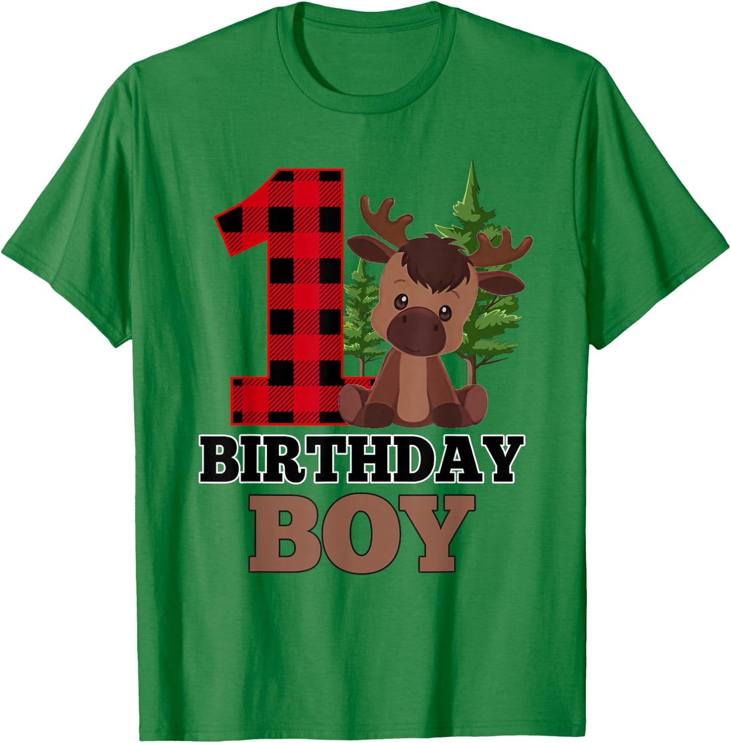 Baby Boy 1st Birthday Decorations 1 Year Old Moose Lover T-Shirt - T-Shirt | Irish Green