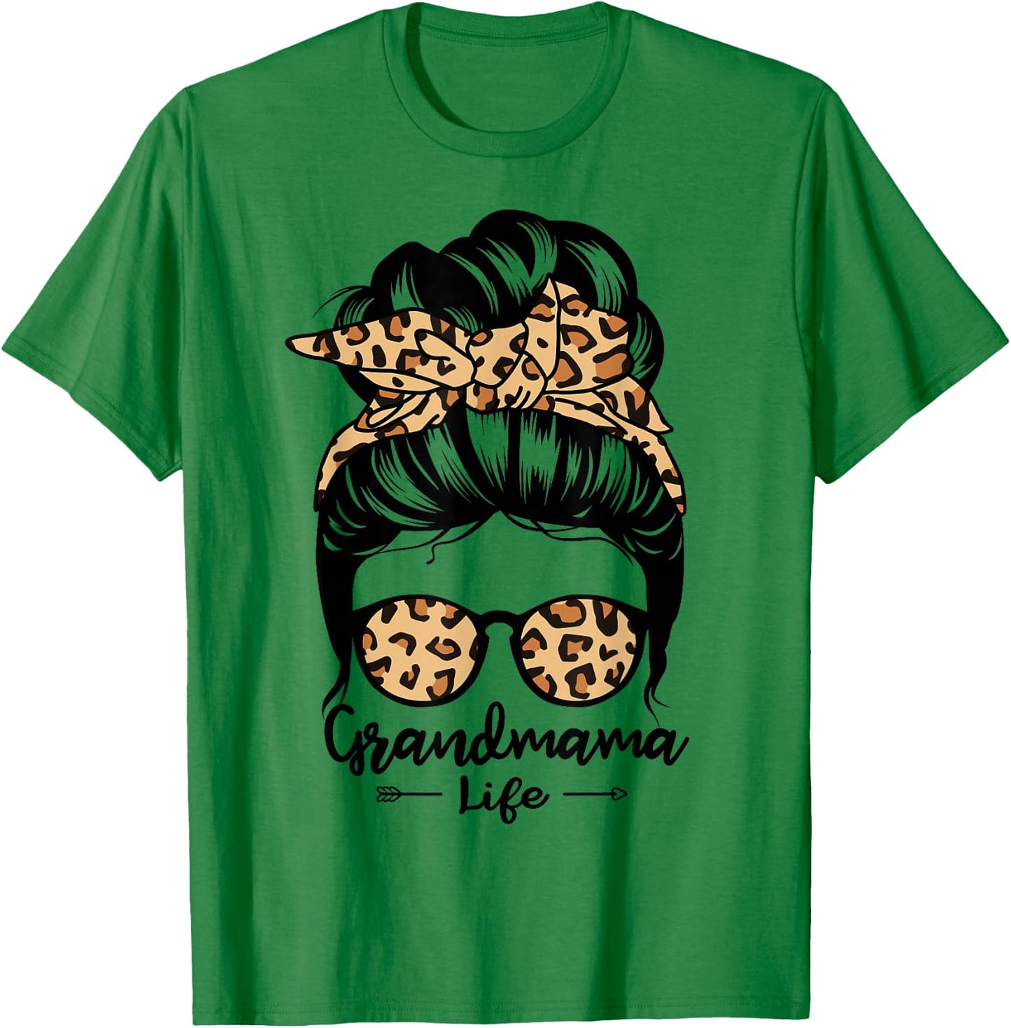 Grandmama Life Messy Bun Hair Funny Grandma T-Shirt - T-Shirt | Irish Green