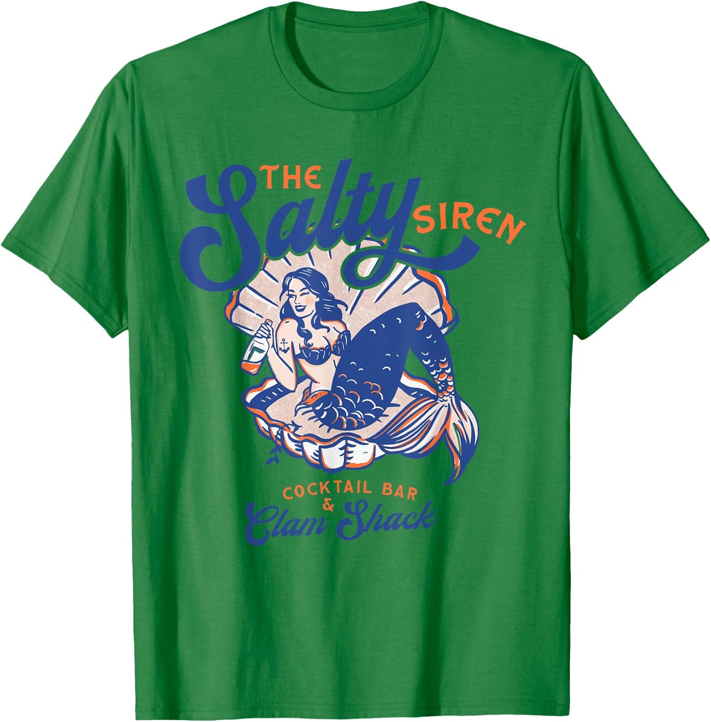 The Salty Siren Cocktail Bar & Clam Shack Cute Mermaid Pinup T-Shirt - T-Shirt | Irish Green