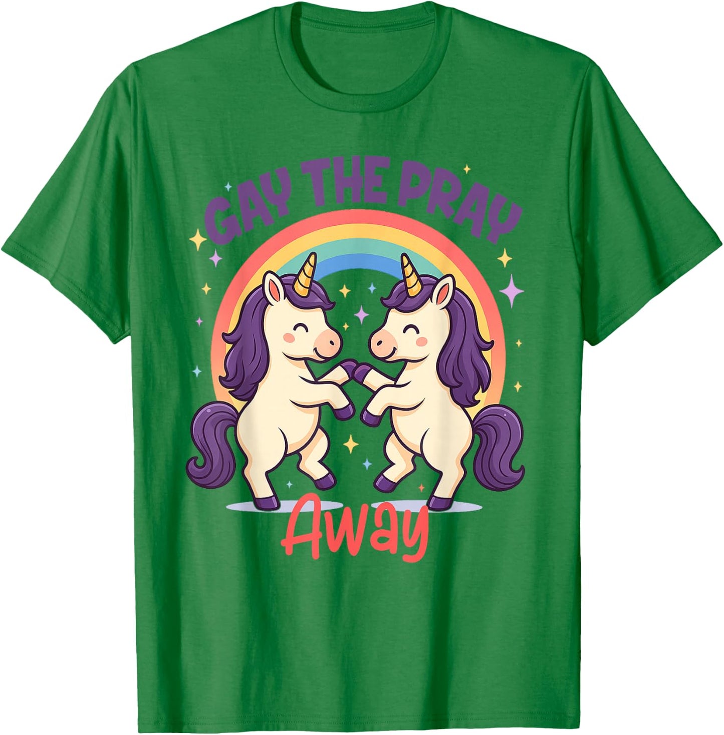 LGBT Pride Month LGBTQ Unicorn Rainbow Gay The Pray Away T-Shirt - T-Shirt | Irish Green