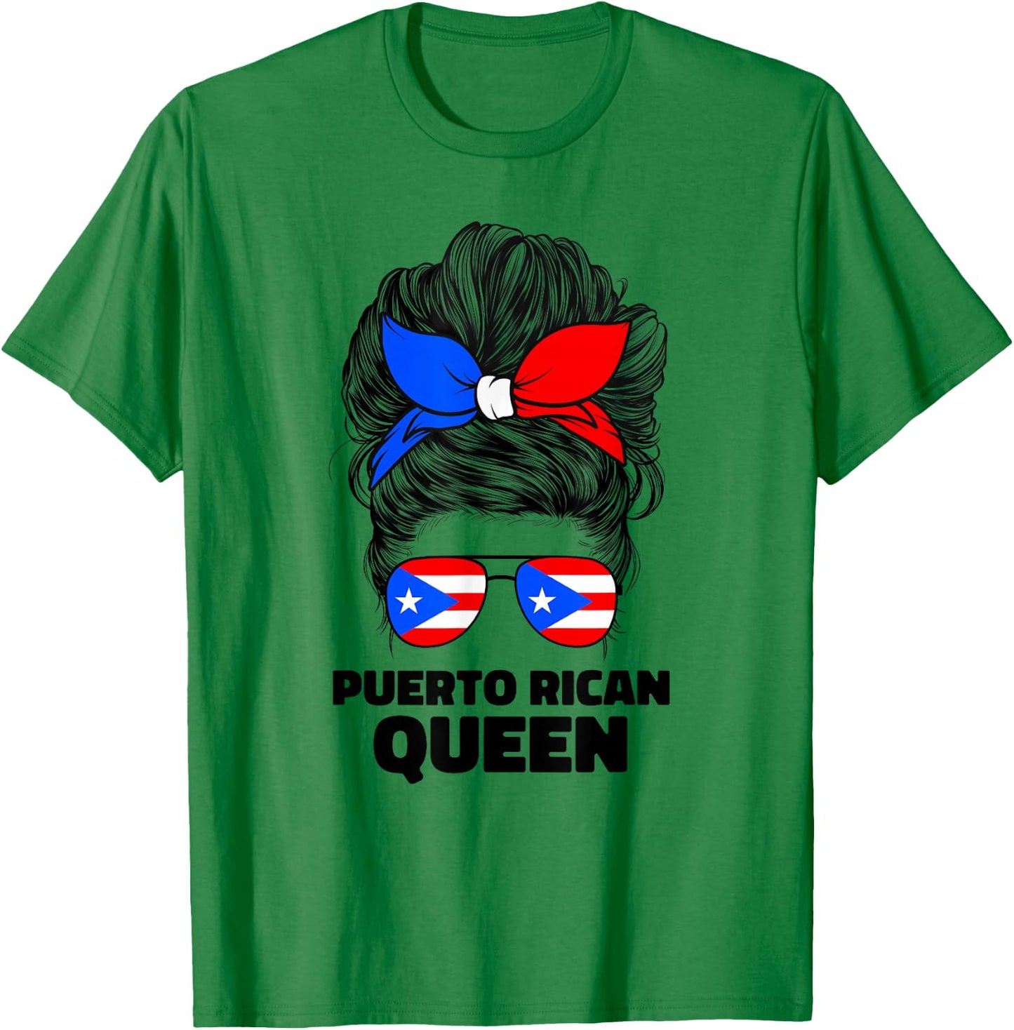 Puerto Rican Queen Boricua Puerto Rico PR Flag T-Shirt - T-Shirt | Irish Green