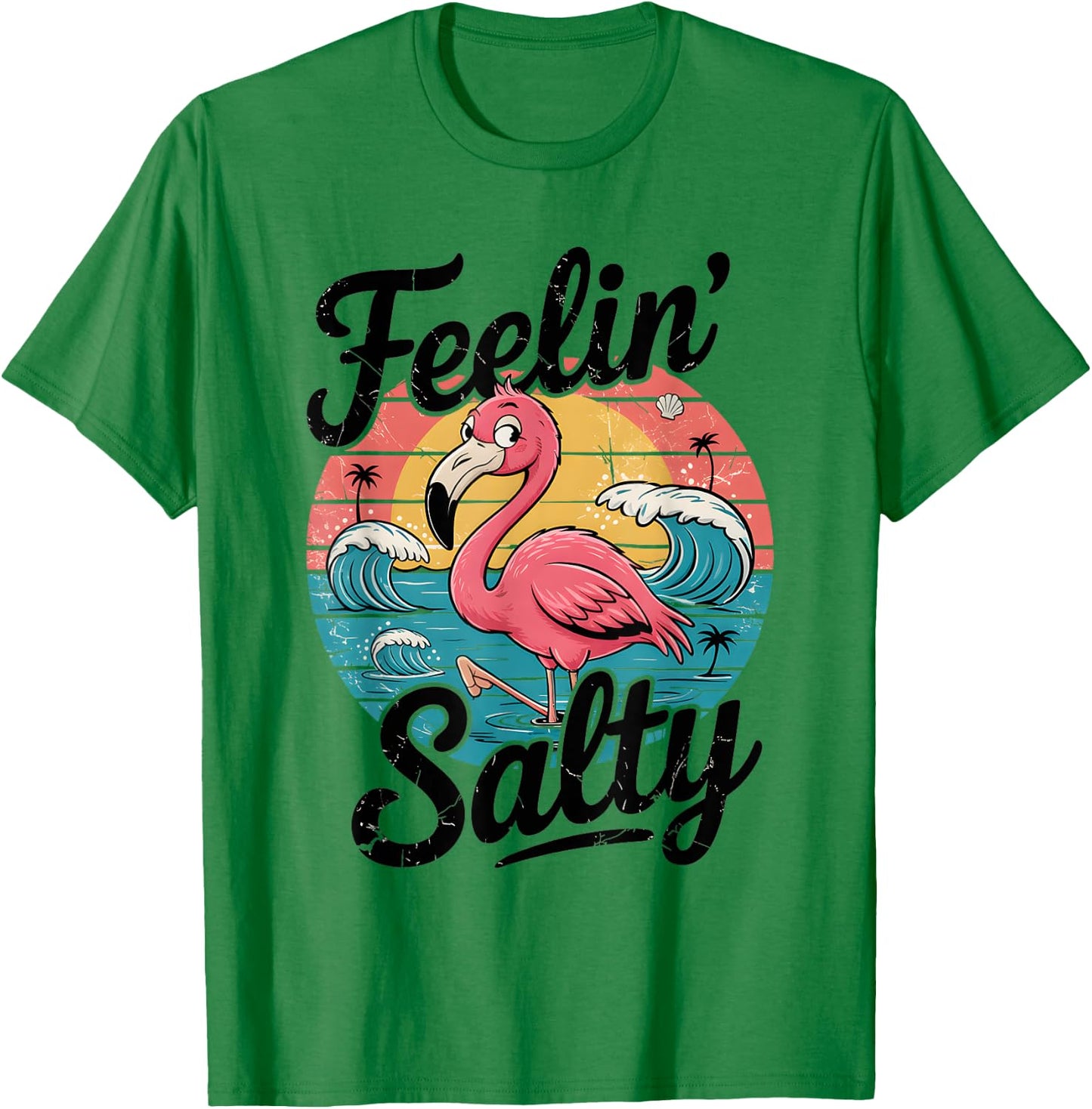 Funny Feelin Salty Beach Summer Vacation Vintage 70's Retro T-Shirt - T-Shirt | Irish Green