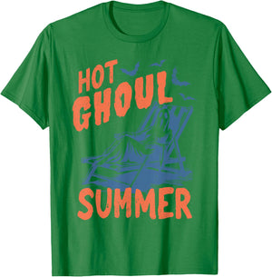 Retro Hot Ghoul Summer Summerween Ghost Halloween T-Shirt - T-Shirt | Irish Green
