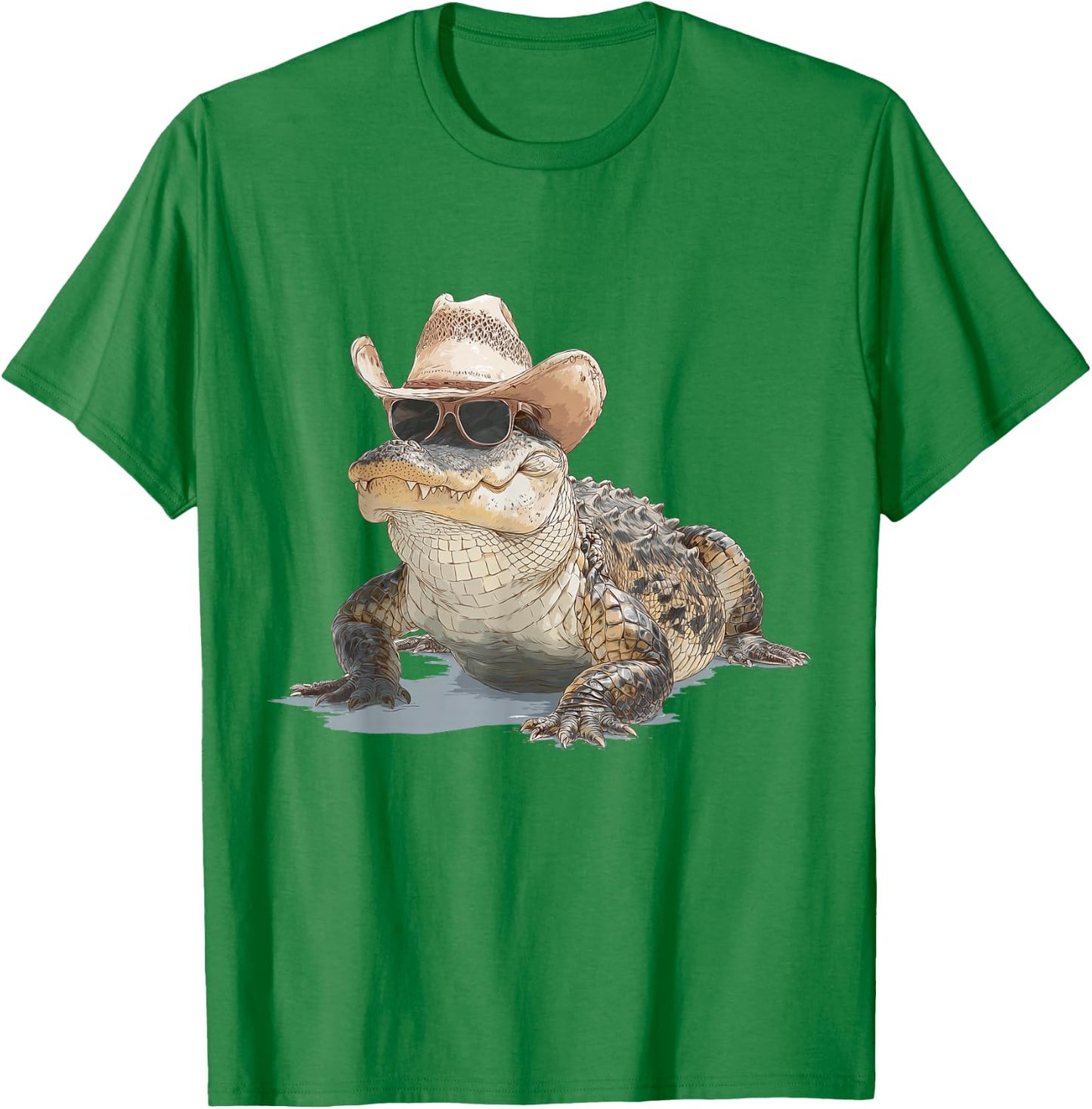 Alligator Cowboy Hat Gator Crocodile Reptile Lover Funny T-Shirt - T-Shirt | Irish Green