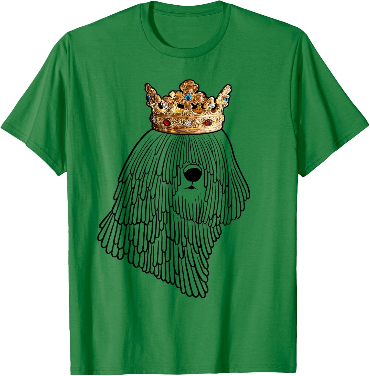 Komondor Dog Wearing Crown T-Shirt - T-Shirt | Irish Green
