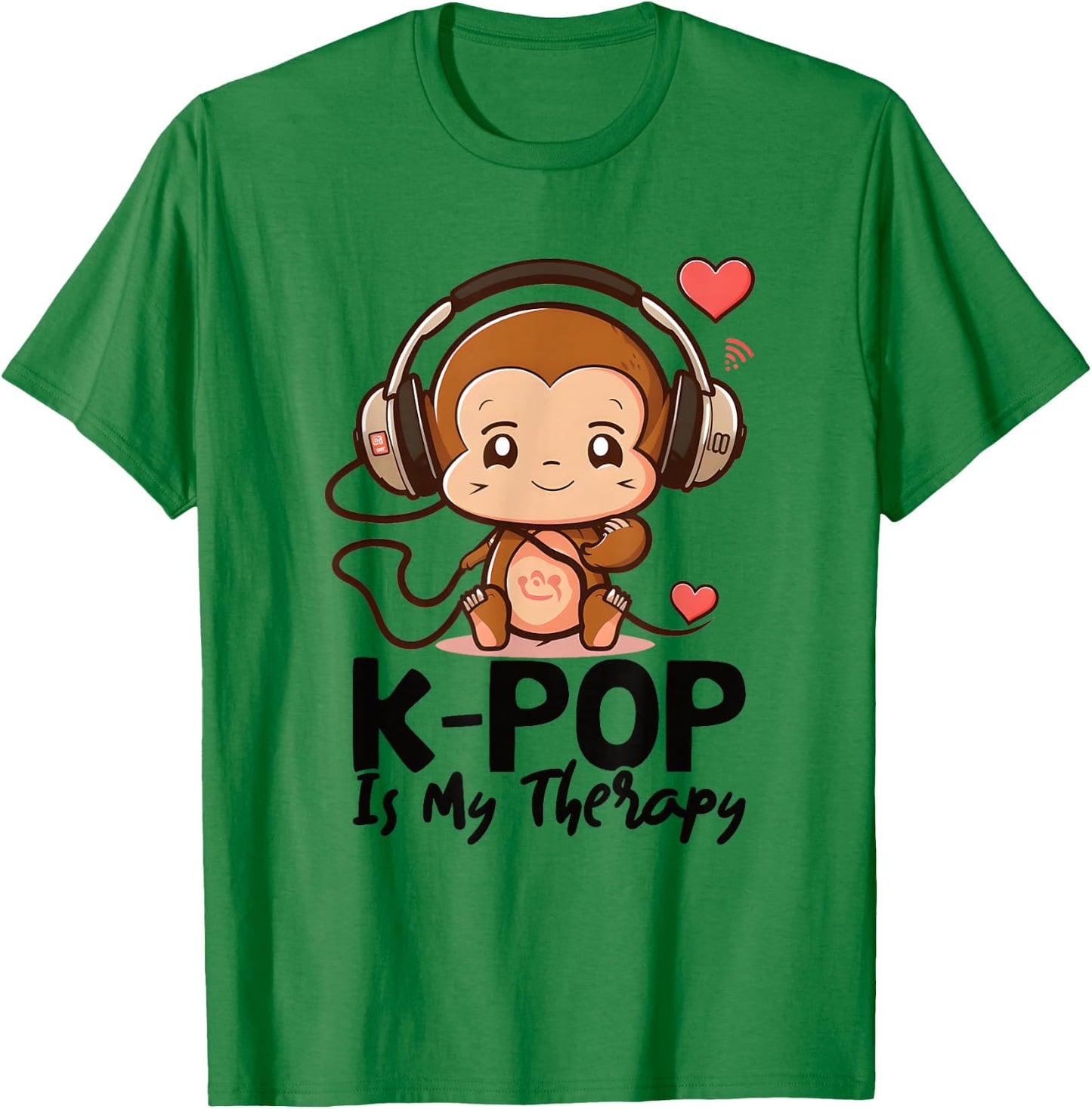 Kpop is My Therapy K Pop Monkey Fan Item , gray T-Shirt - T-Shirt | Irish Green