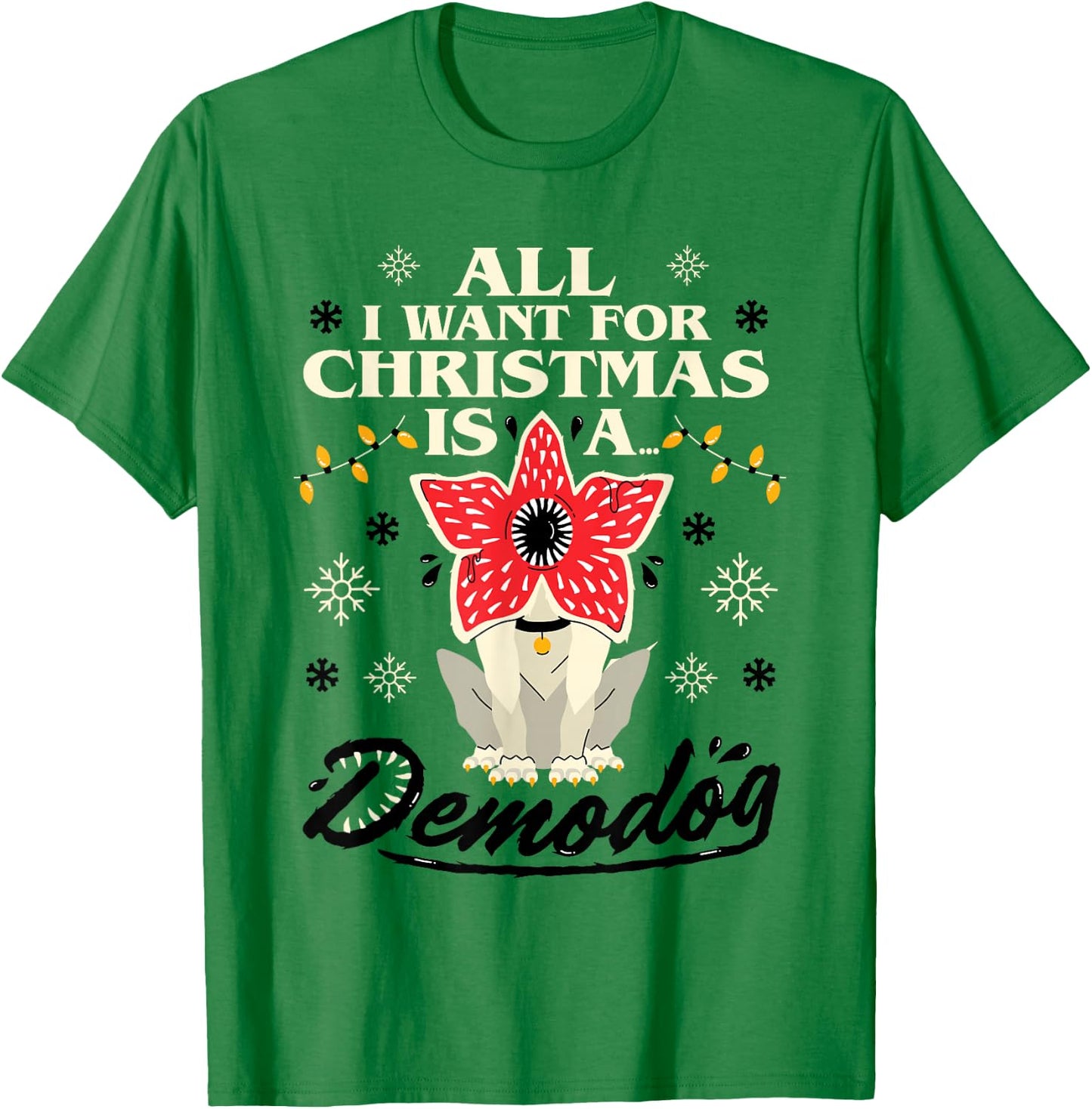 Stranger Things Demodog Christmas , Red, S T-Shirt - T-Shirt | Irish Green