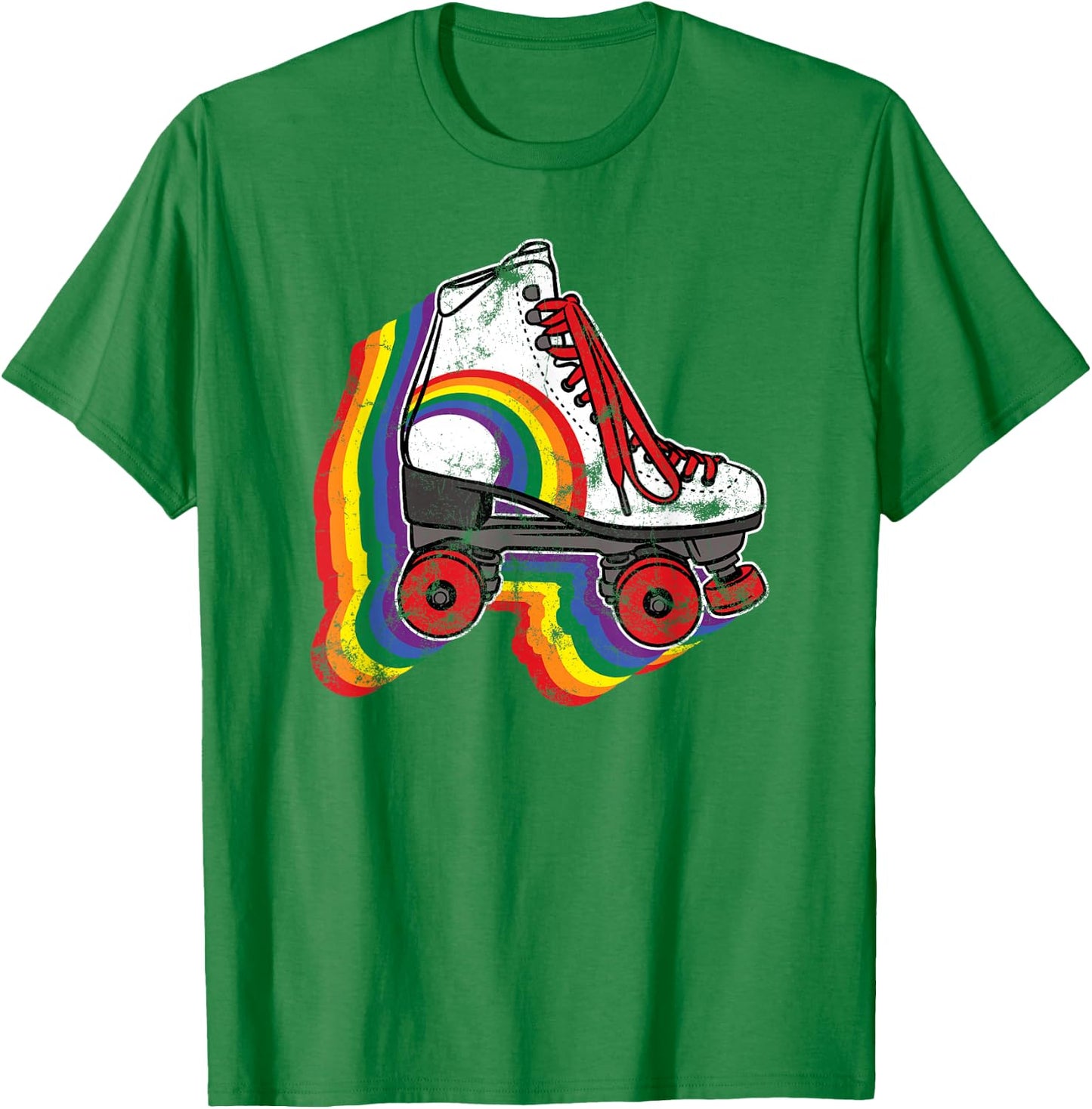 Rainbow Vintage Roller Skating T-Shirt - T-Shirt | Irish Green