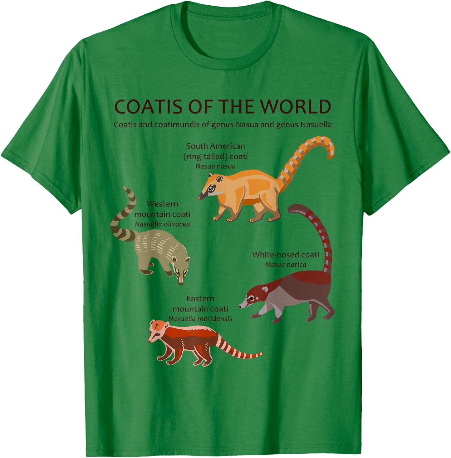 Coati and Coatimundi Species Animal Artwork T-Shirt - T-Shirt | Irish Green