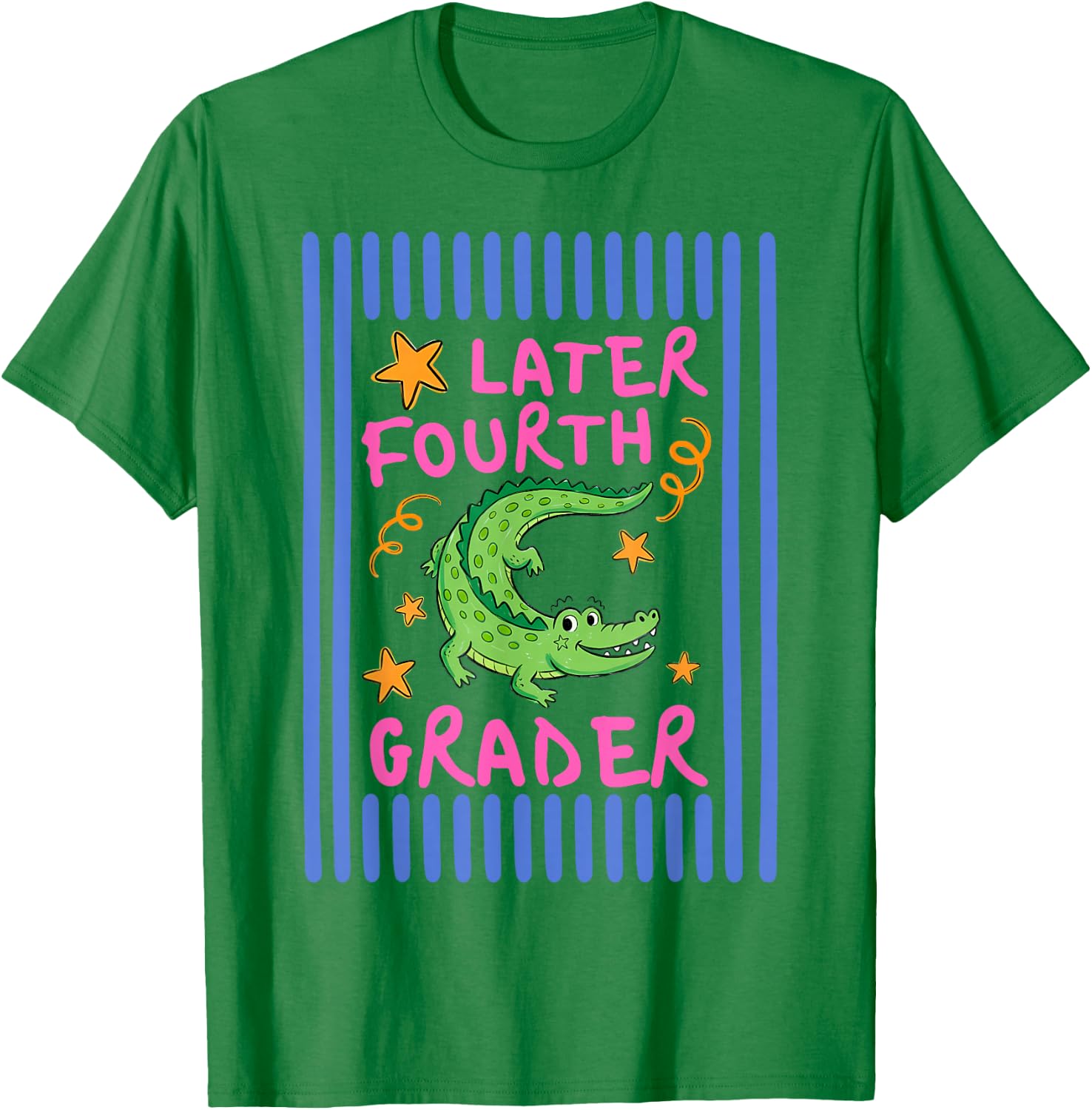 Later Fourth Grader Cute Alligator Later Gator Teacher Kids T-Shirt - T-Shirt | Irish Green