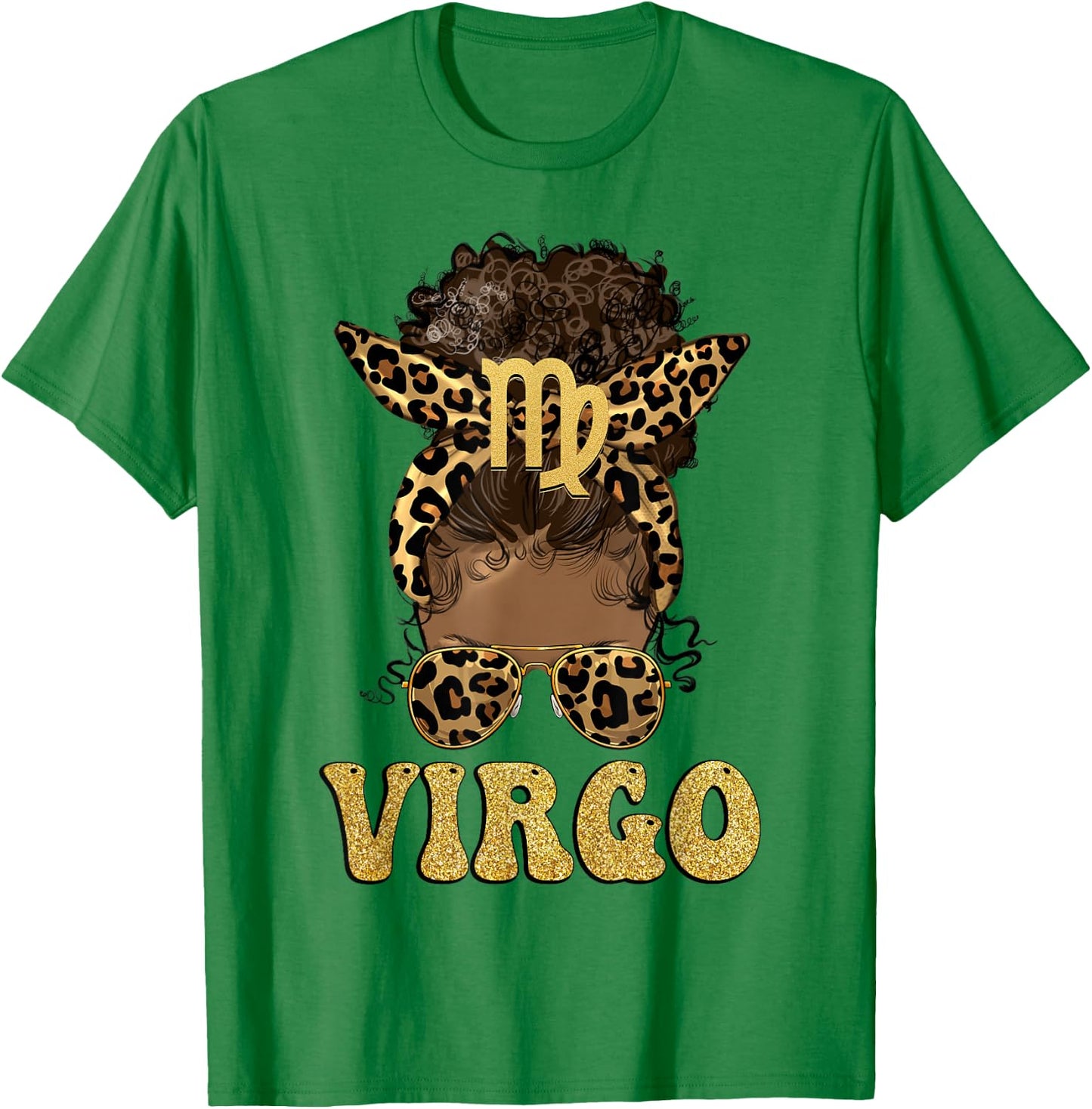 Virgo Girl Afro Messy Bun African American Women T-Shirt - T-Shirt | Irish Green