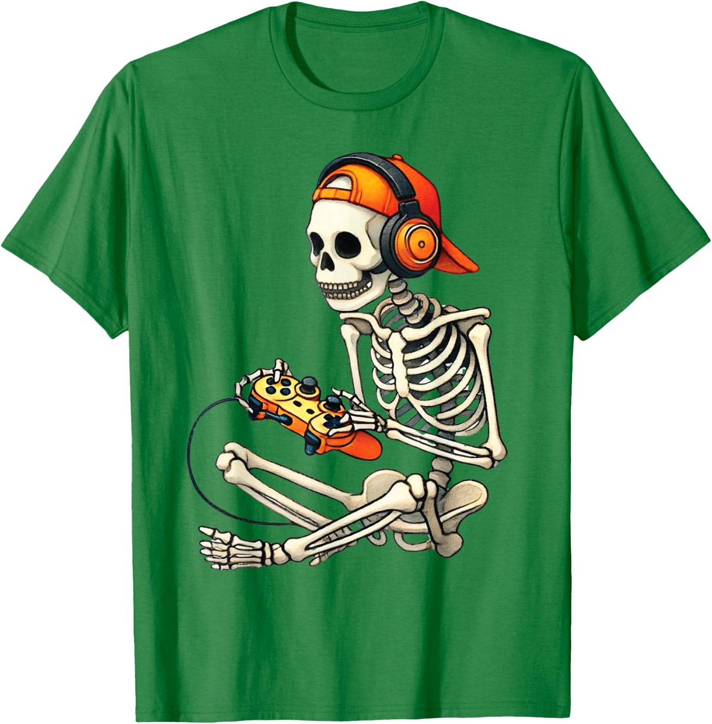 Halloween Skeleton Gamer Video Gaming Costume Boys Men Kids T-Shirt - T-Shirt | Irish Green