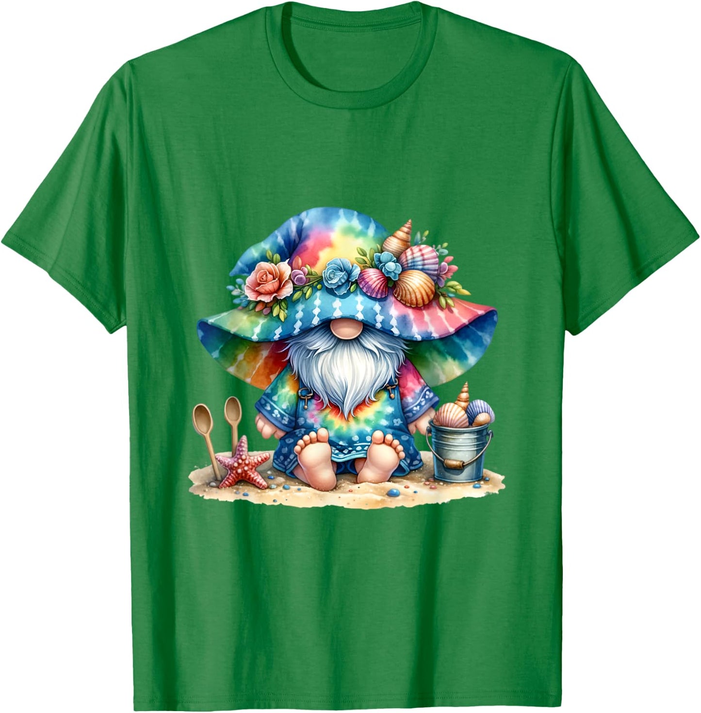 Funny Beach Gnome Dad Barefoot In Sand For Hawaii Vacation Men Women Kids T-Shirt - T-Shirt | Irish Green