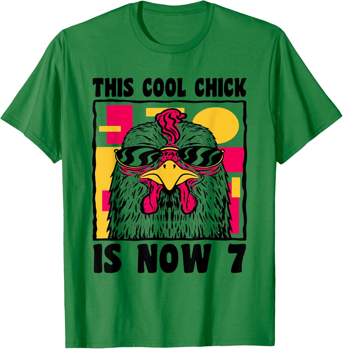 Happy 7th Birthday 7 Year Old Cool Chicken 7th Birthday T-Shirt - T-Shirt | Irish Green