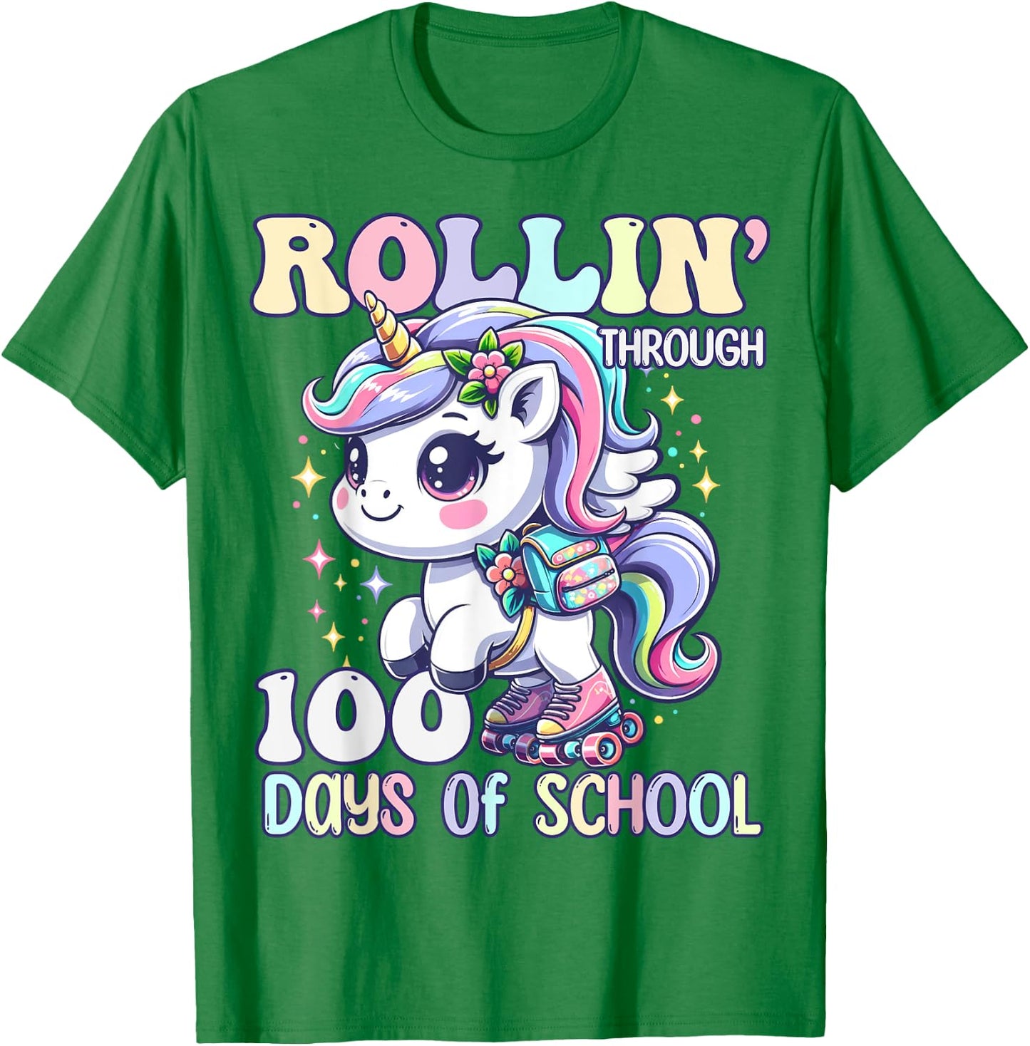 100 Days of School Girls Teacher 100th Day Unicorn Outfit T-Shirt - T-Shirt | Irish Green